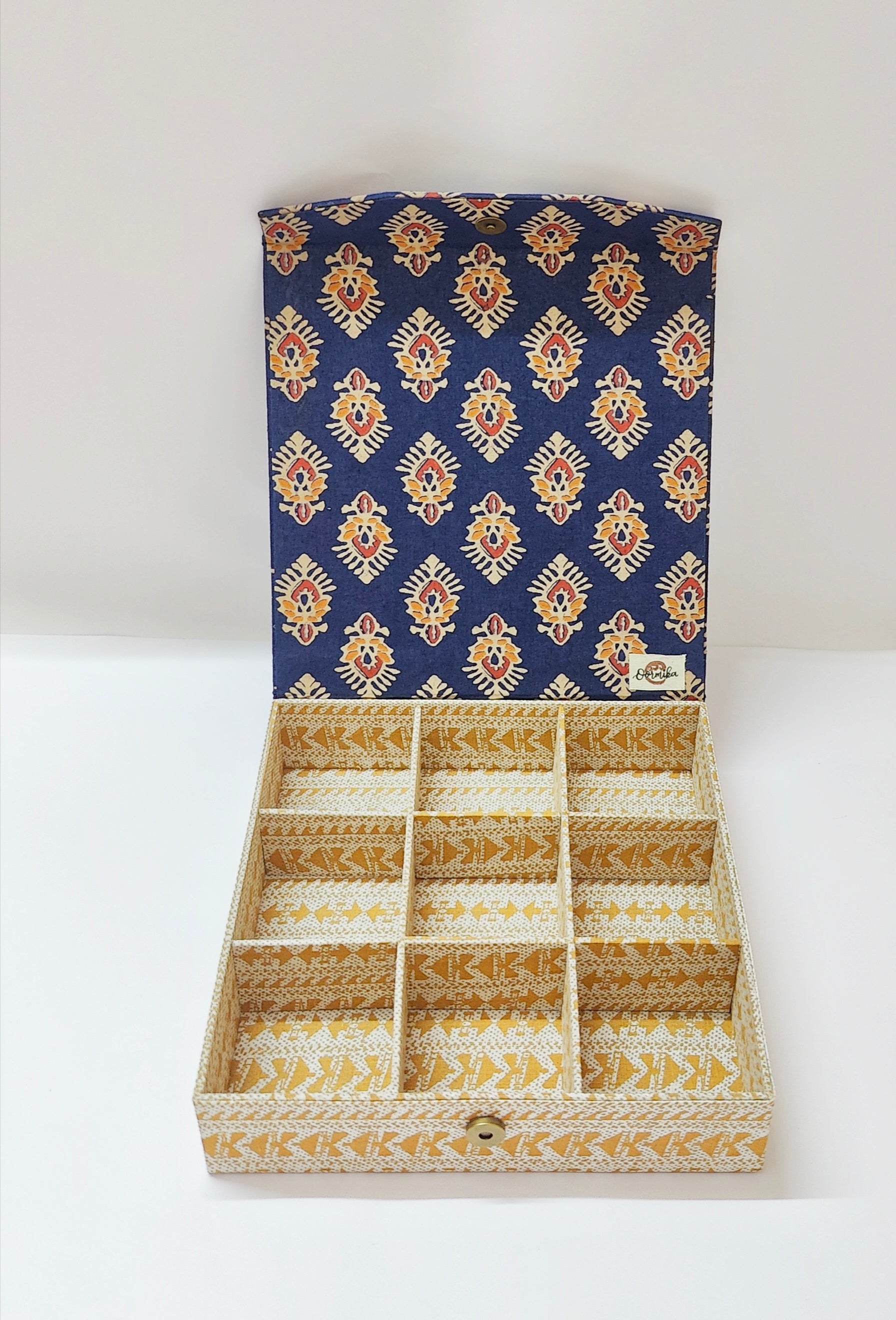 9 slot Jewellery organizer - Blue Ajrakh