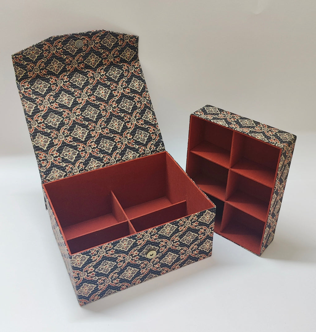 Double Level Jewellery Organizer - Black Ajrakh