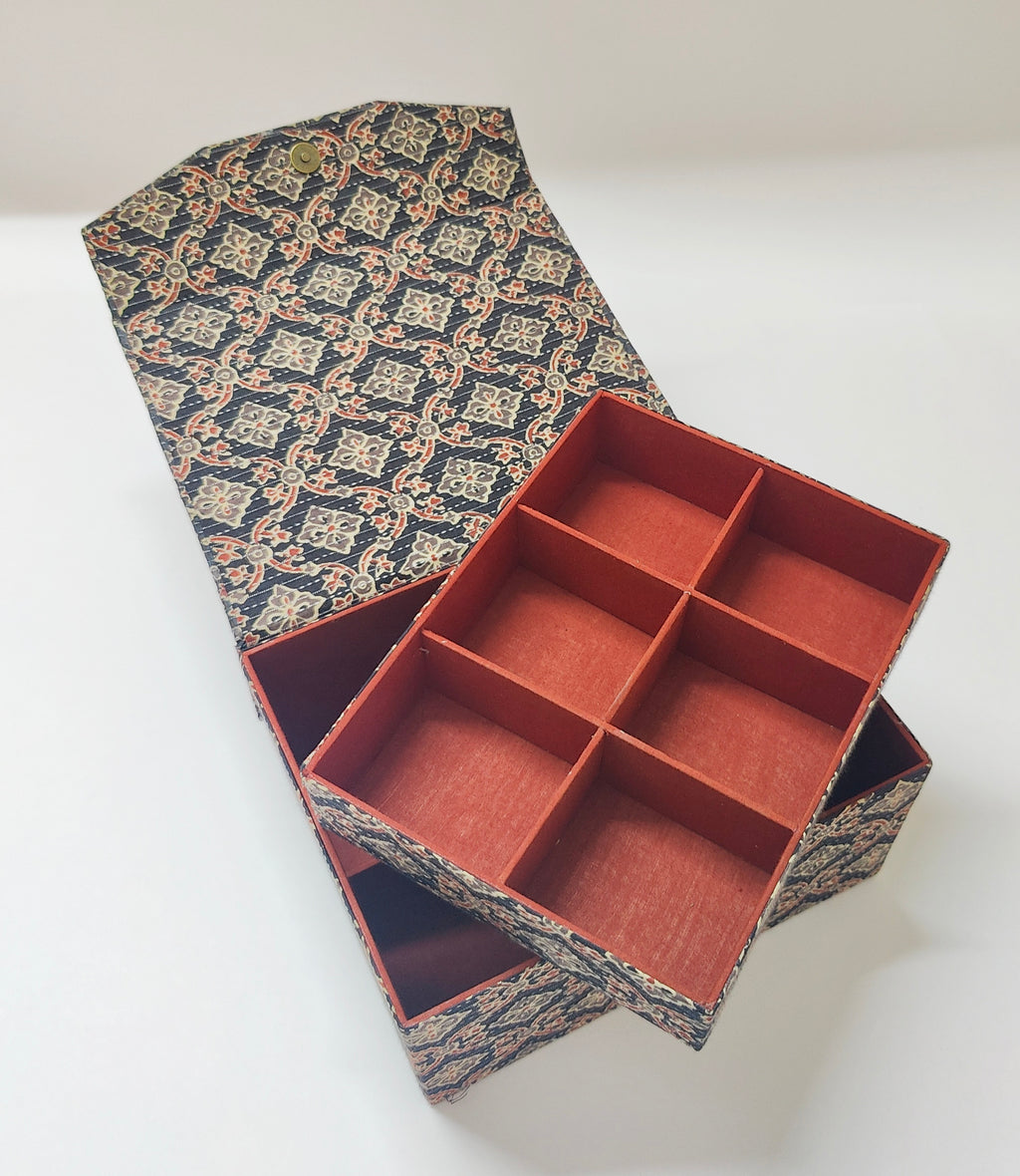 Double Level Jewellery Organizer - Black Ajrakh