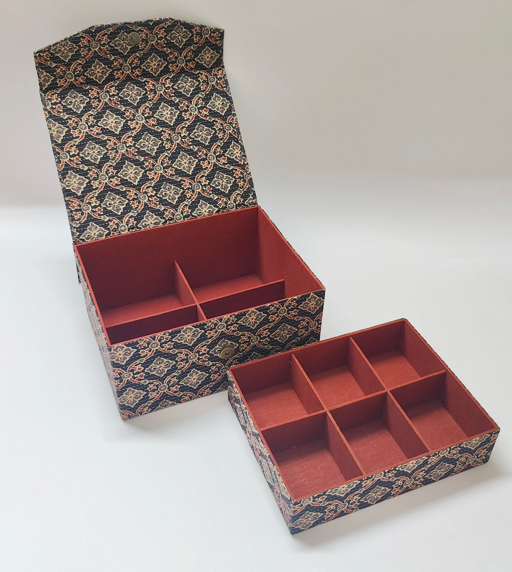 Double Level Jewellery Organizer - Black Ajrakh