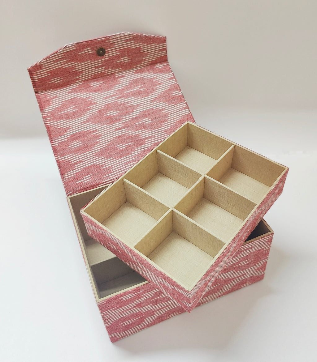 Double Level Jewellery Organizer - Pink Ikkat