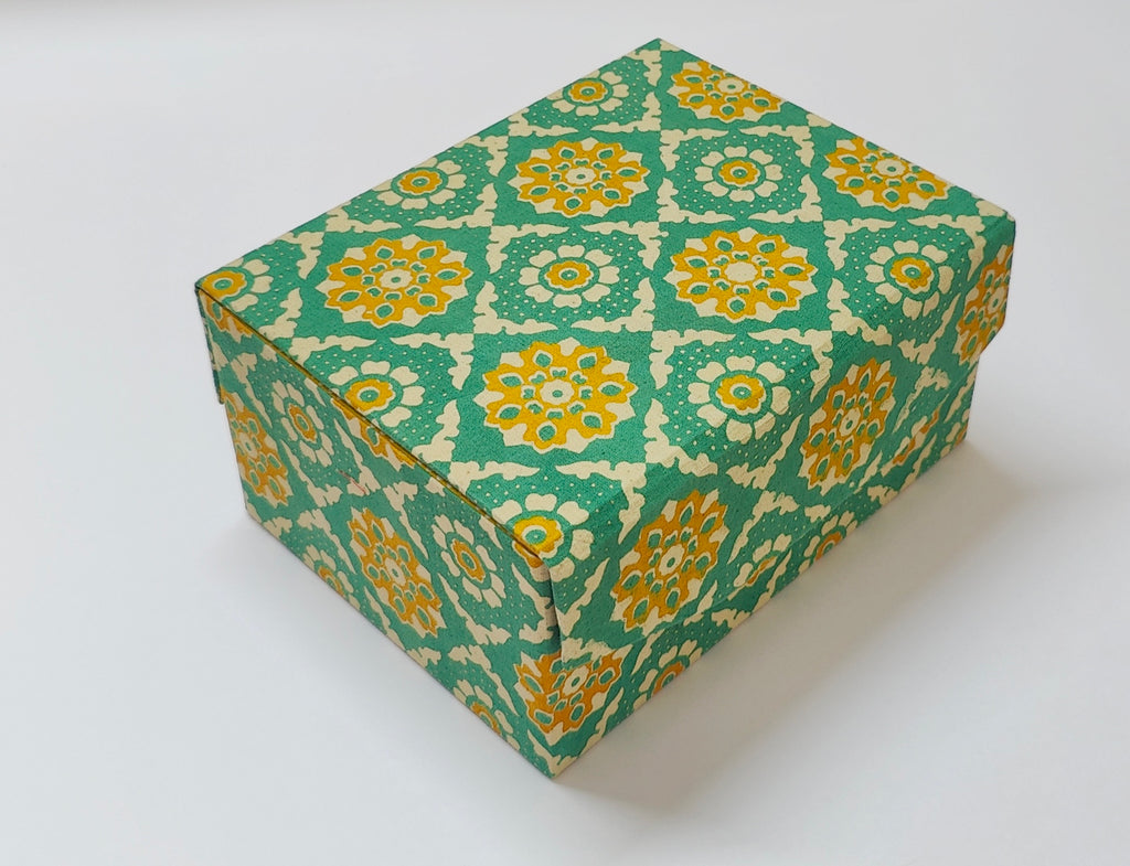 Double Level Jewellery Organizer - Green &amp; Yellow Kalamkari