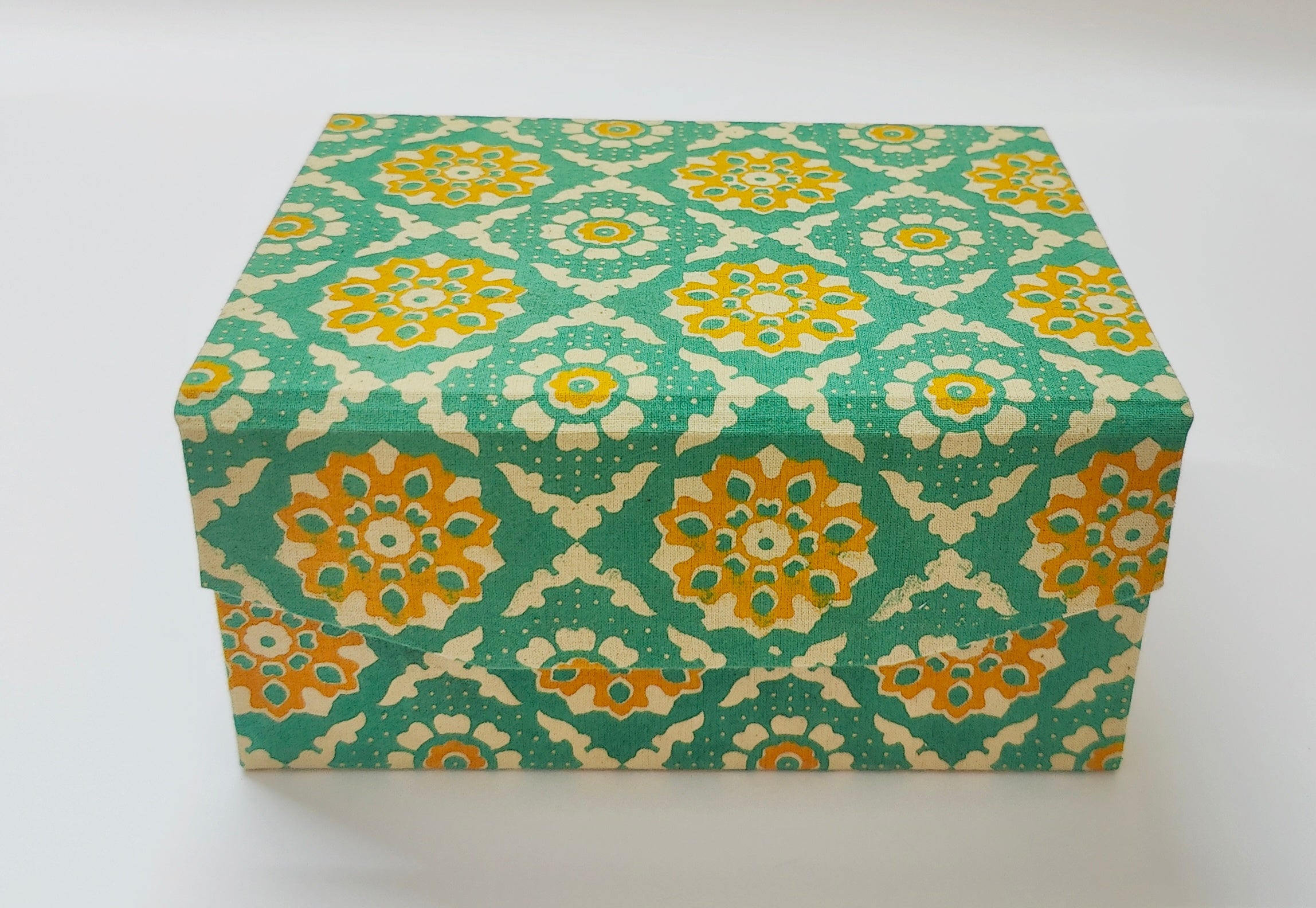 Double Level Jewellery Organizer - Green &amp; Yellow Kalamkari