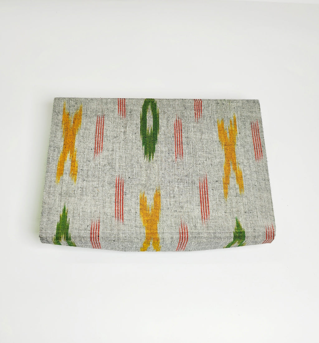 Rectangle 6 slot jewellery organizer - Ikkat Grey &amp; Green