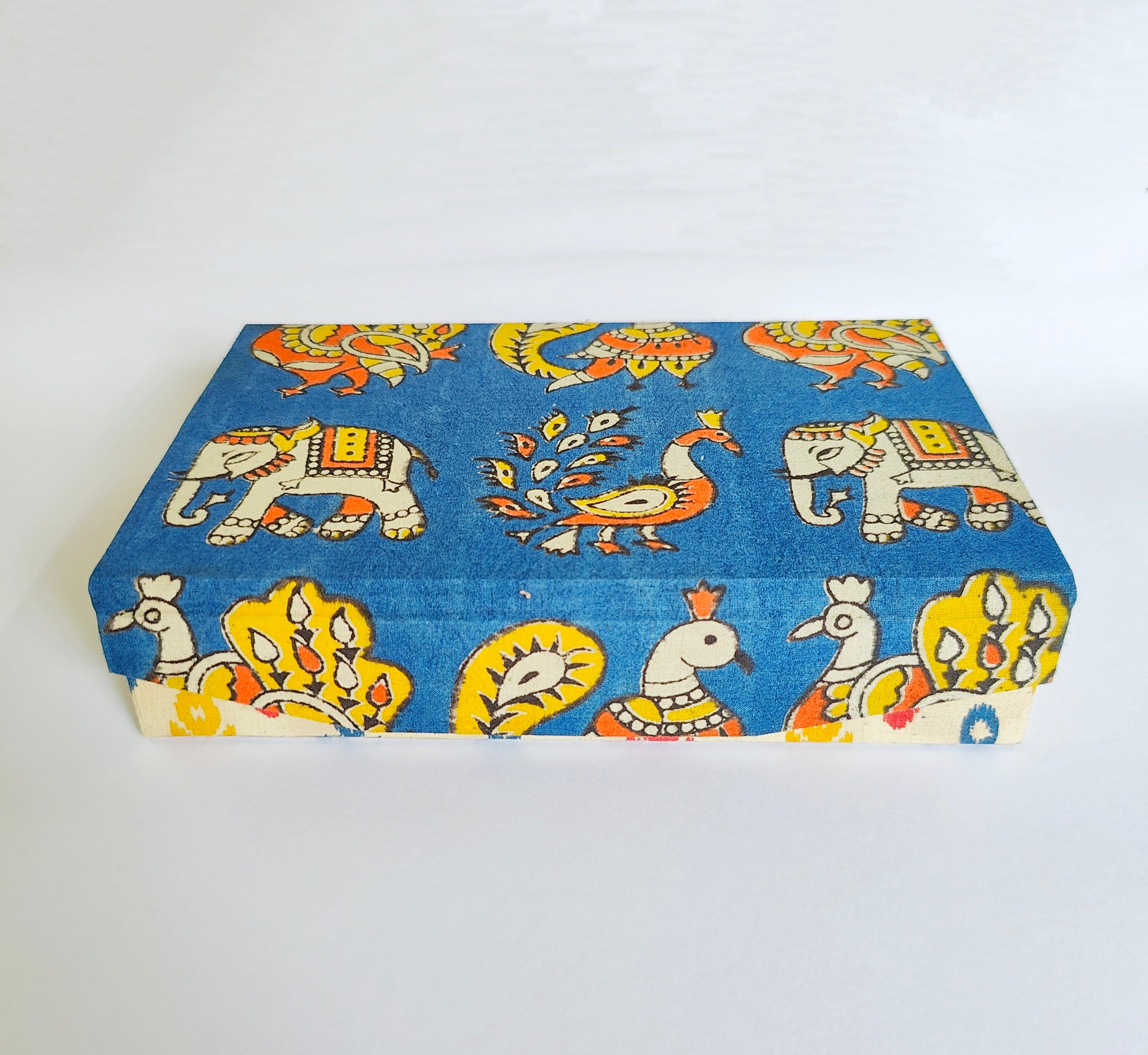 Rectangle 6 slot jewellery organizer - Kalamkari Blue