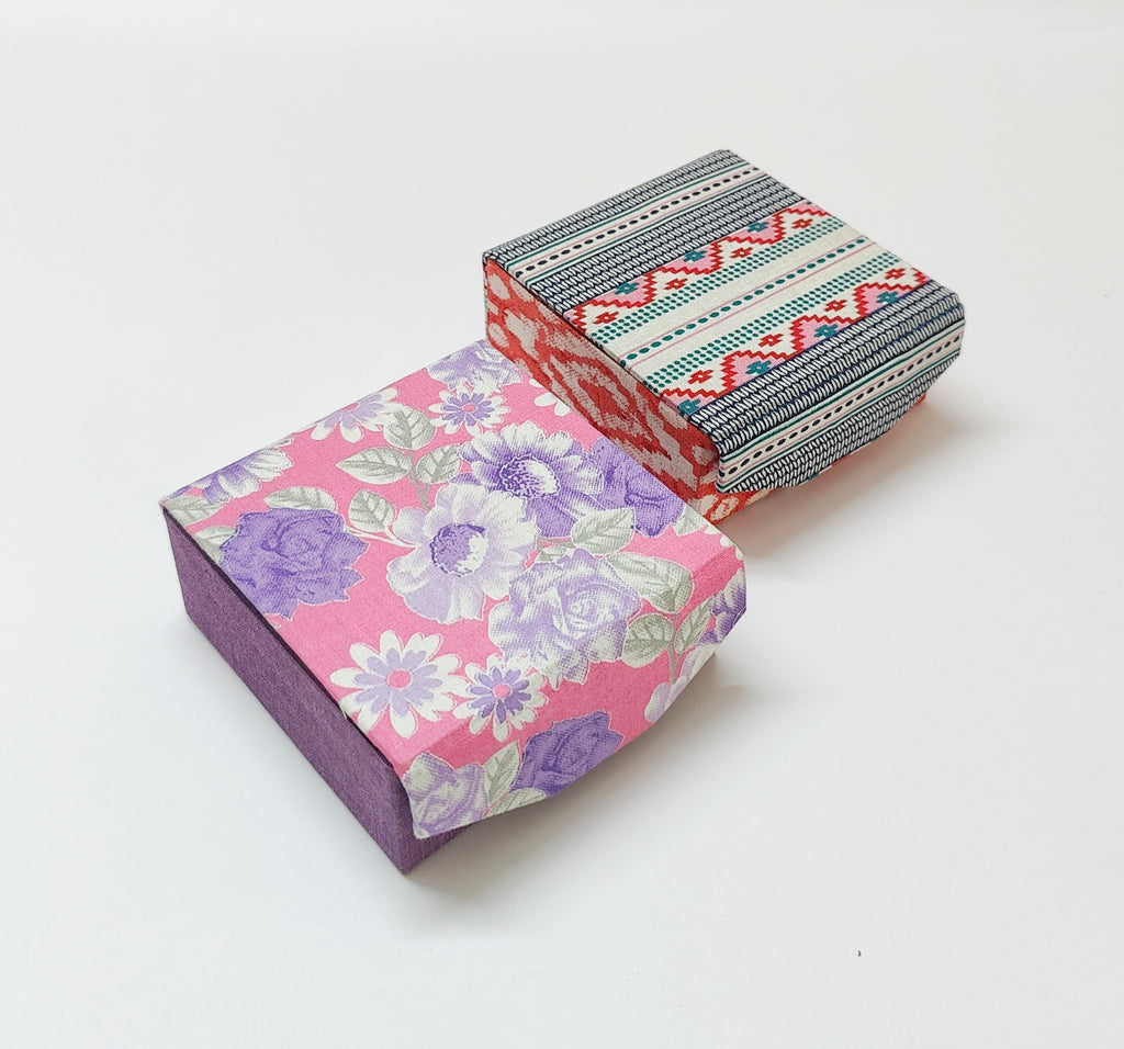 Small Square Travel box - Set of 2 - Floral &amp; Stripes