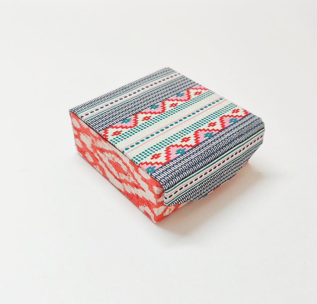 Small Square Travel box - Set of 2 - Floral &amp; Stripes