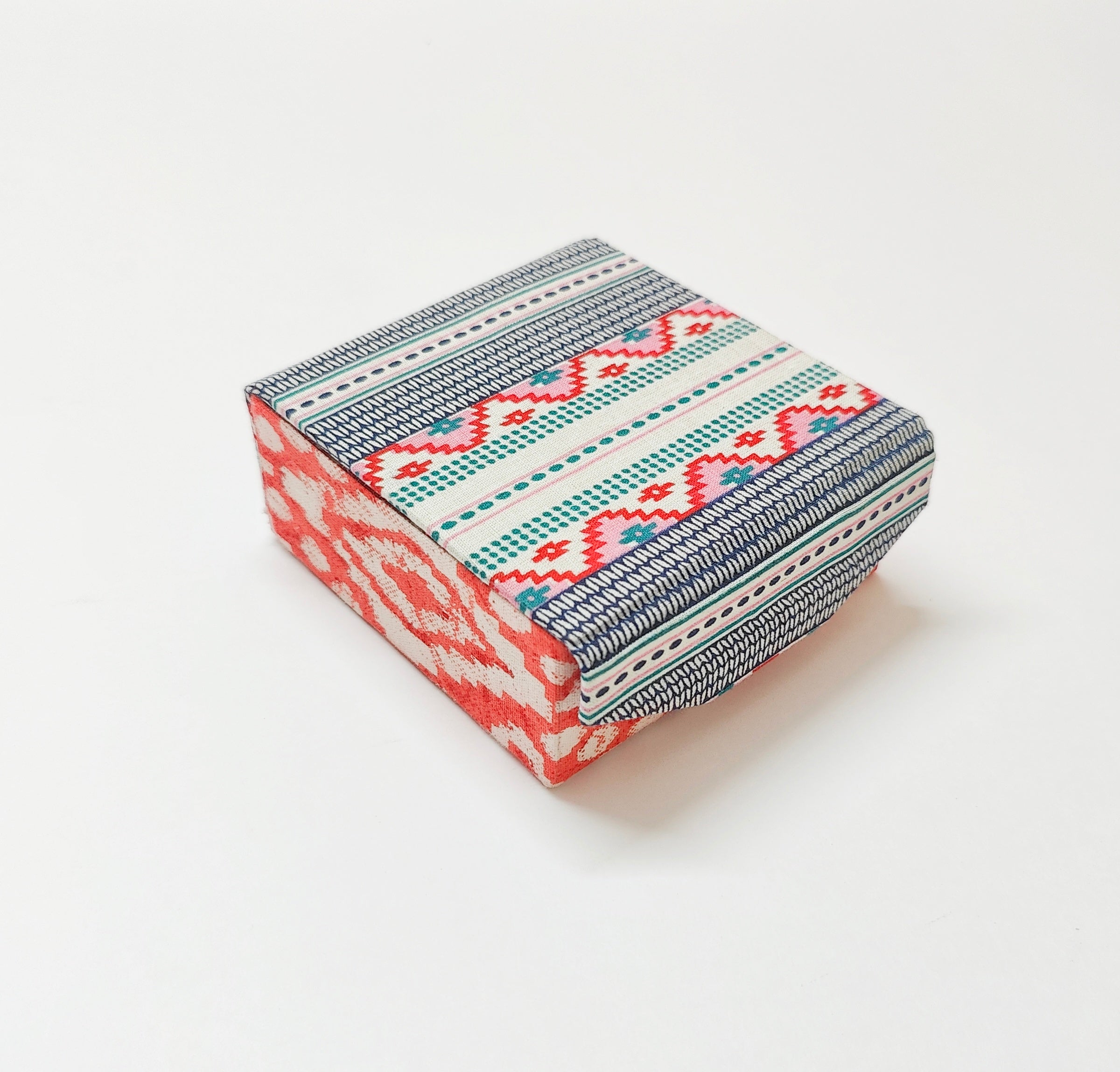 Small Square Travel box - Set of 2 - Floral &amp; Stripes