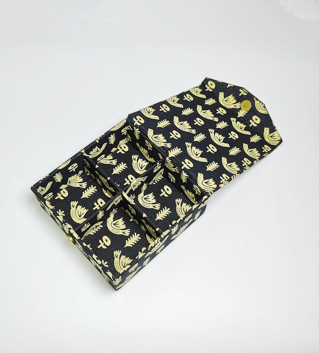 Square 4 slot jewellery organizer - Black Bird