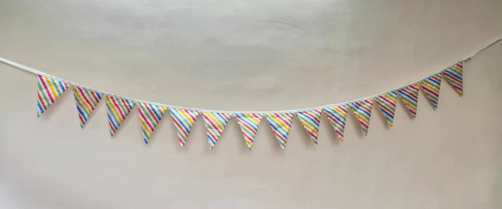 Fabric Banner/ Bunting - Reusable, Washable, Double-Sided - Party Stripes