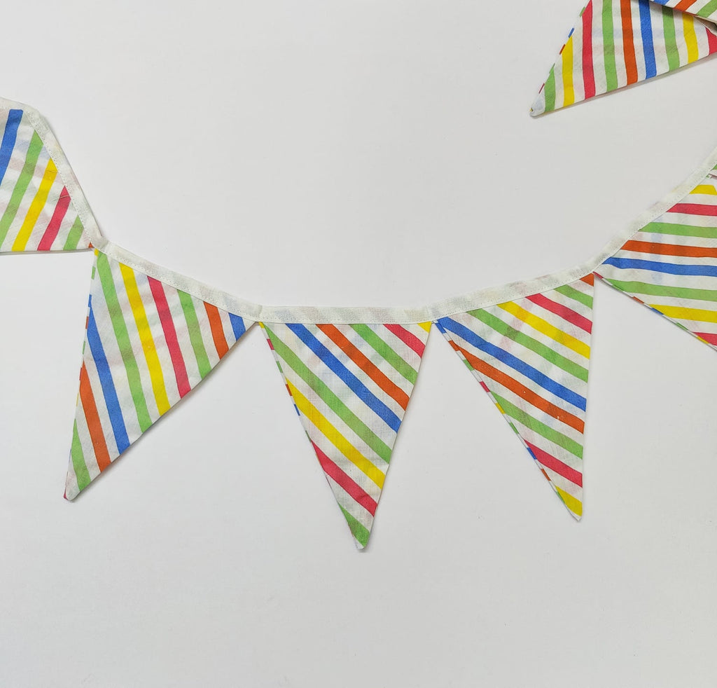 Fabric Banner/ Bunting - Reusable, Washable, Double-Sided - Party Stripes