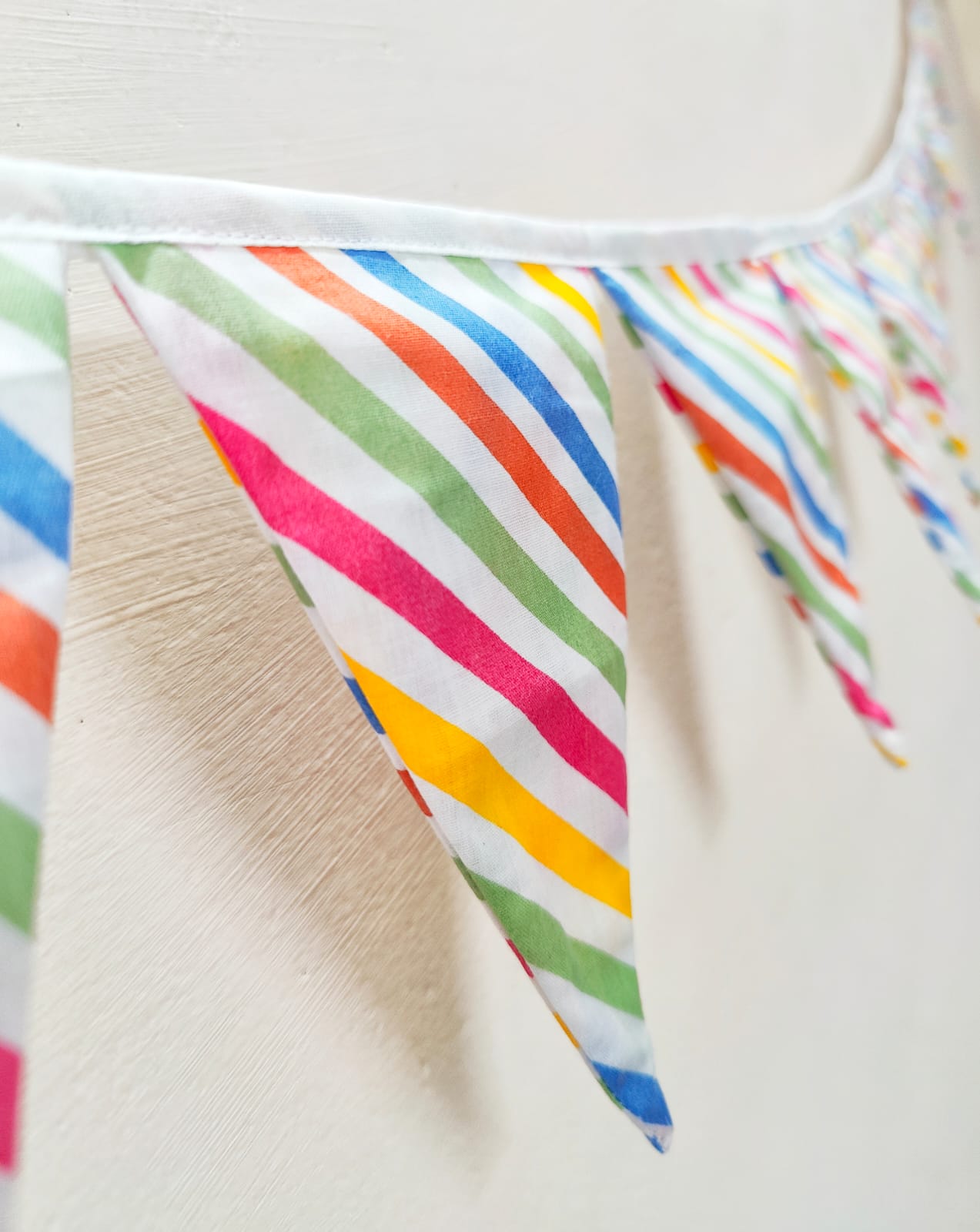 Fabric Banner/ Bunting - Reusable, Washable, Double-Sided - Party Stripes