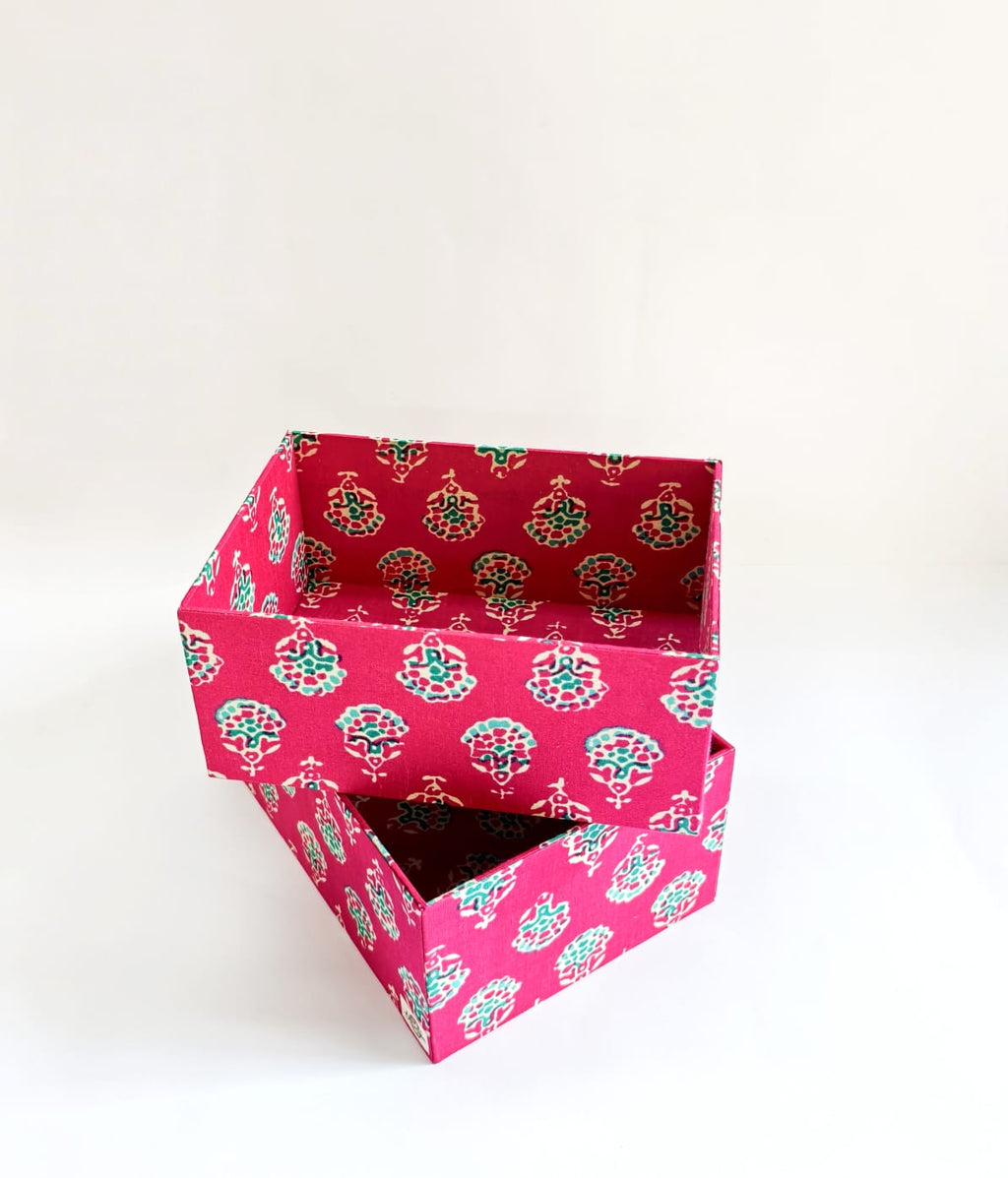 Set of 2 Open Storage boxes - Ethnic Pink