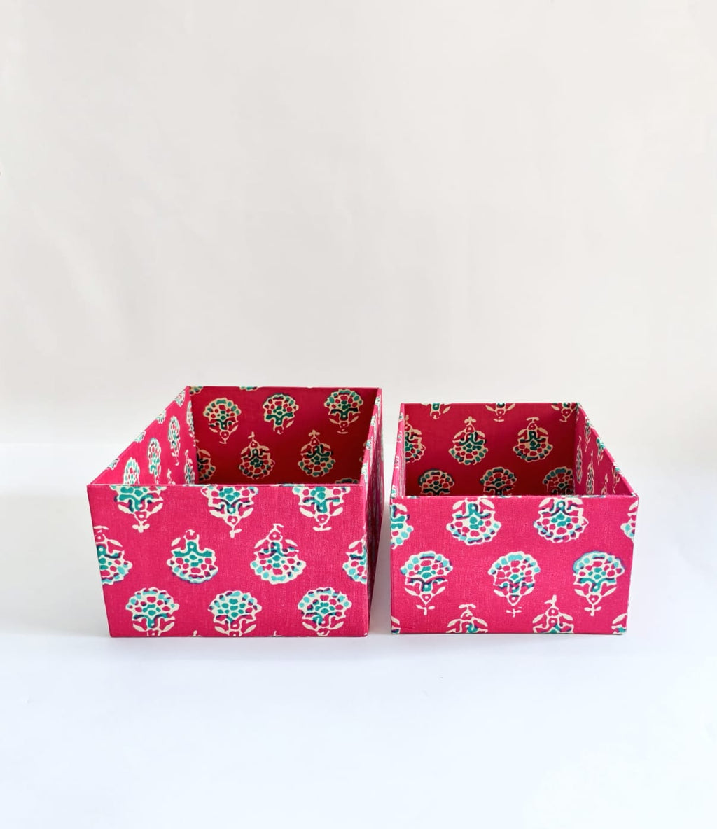 Set of 2 Open Storage boxes - Ethnic Pink