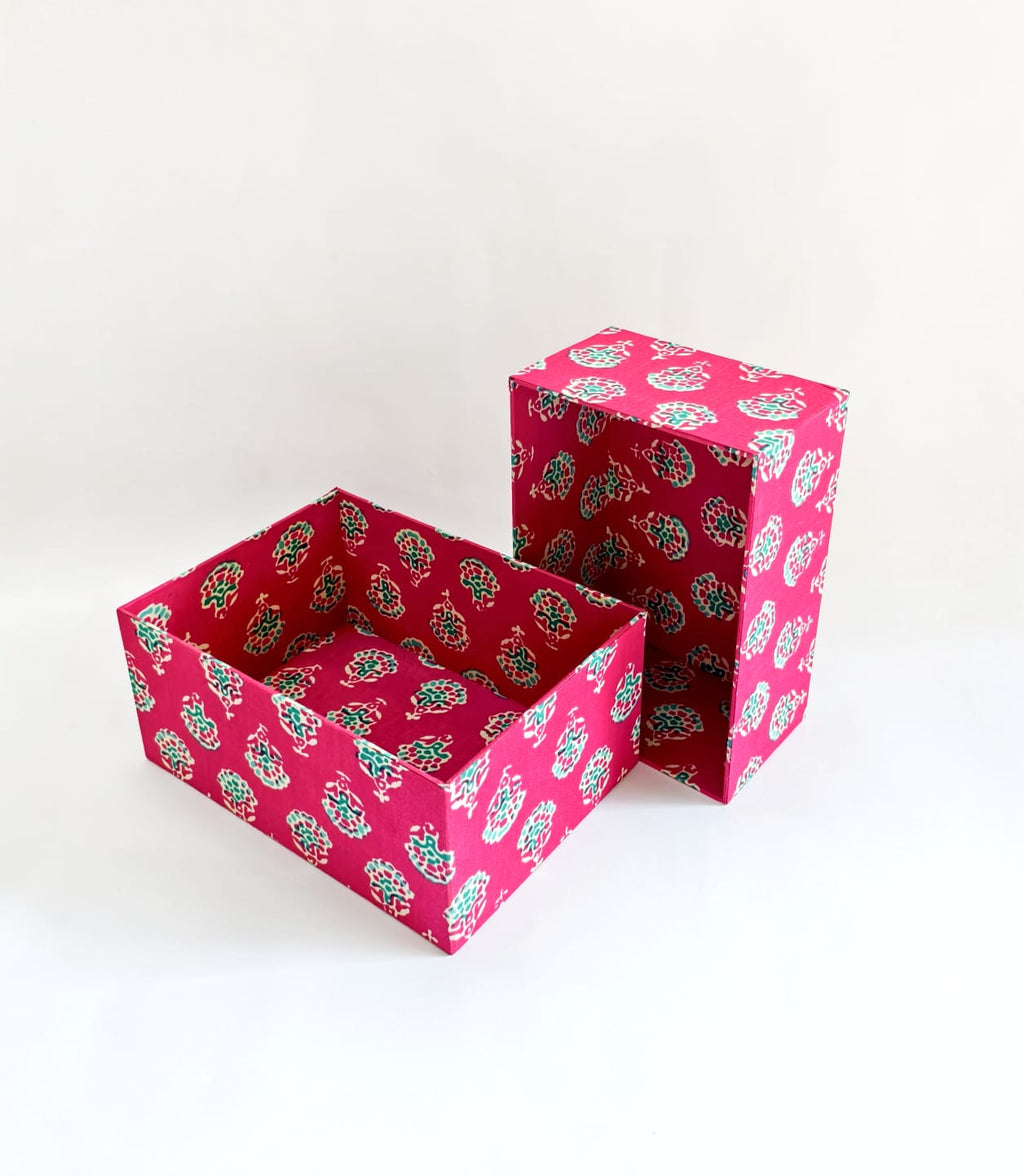 Set of 2 Open Storage boxes - Ethnic Pink