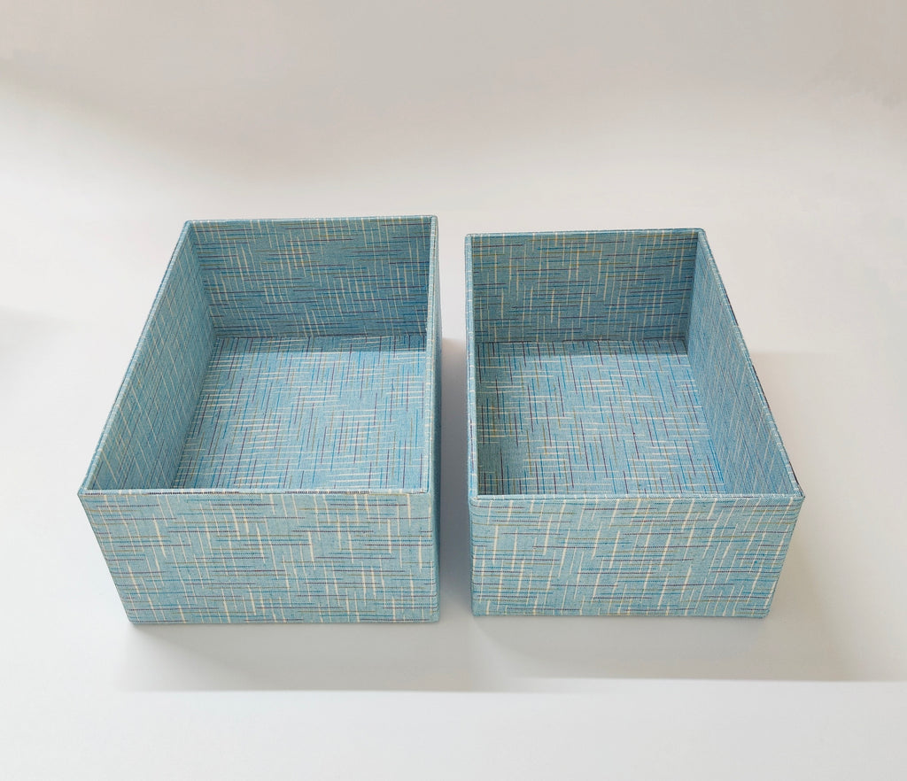 Set of 2 Open Storage boxes - Ikkat Blue