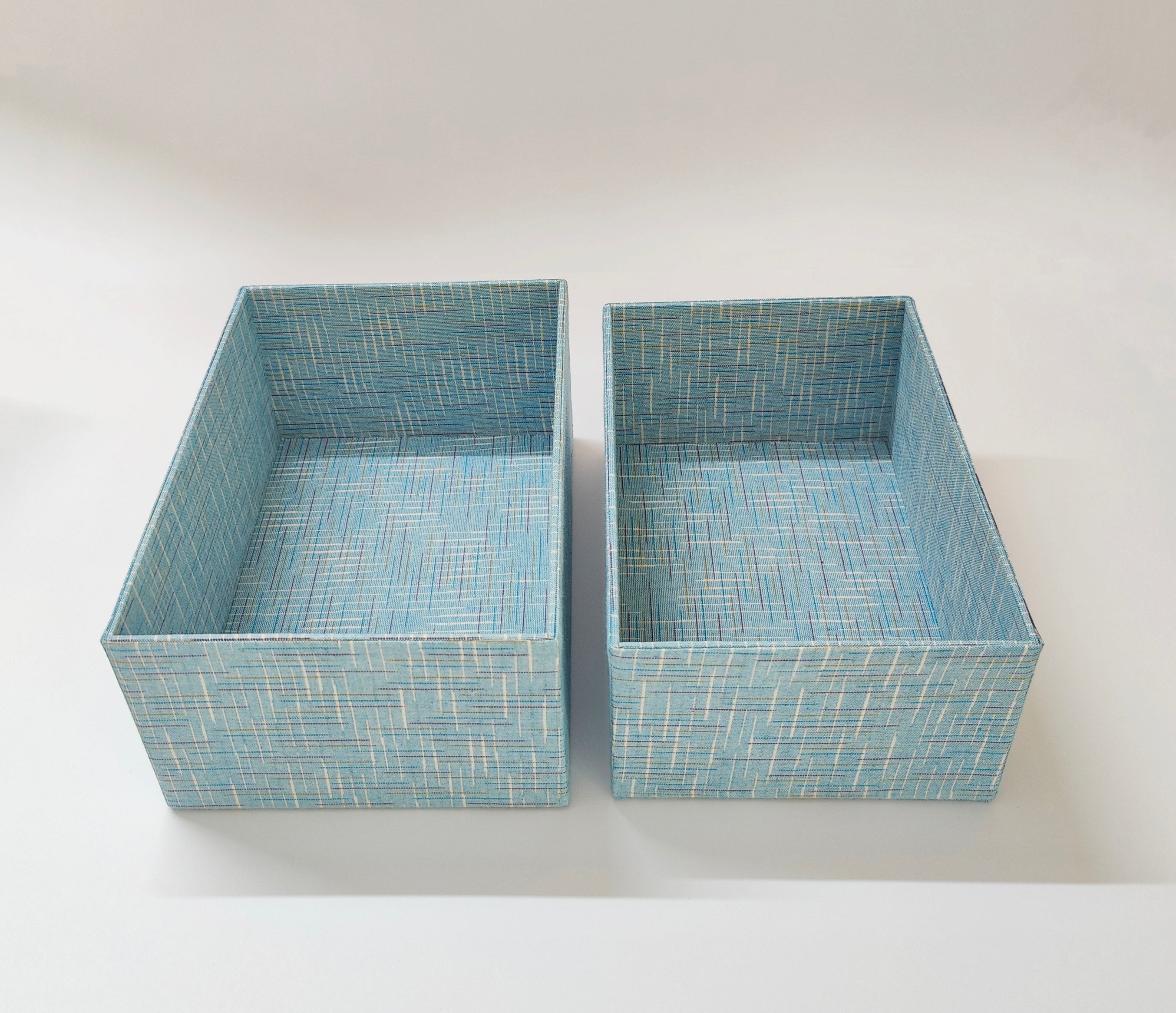 Set of 2 Open Storage boxes - Ikkat Blue