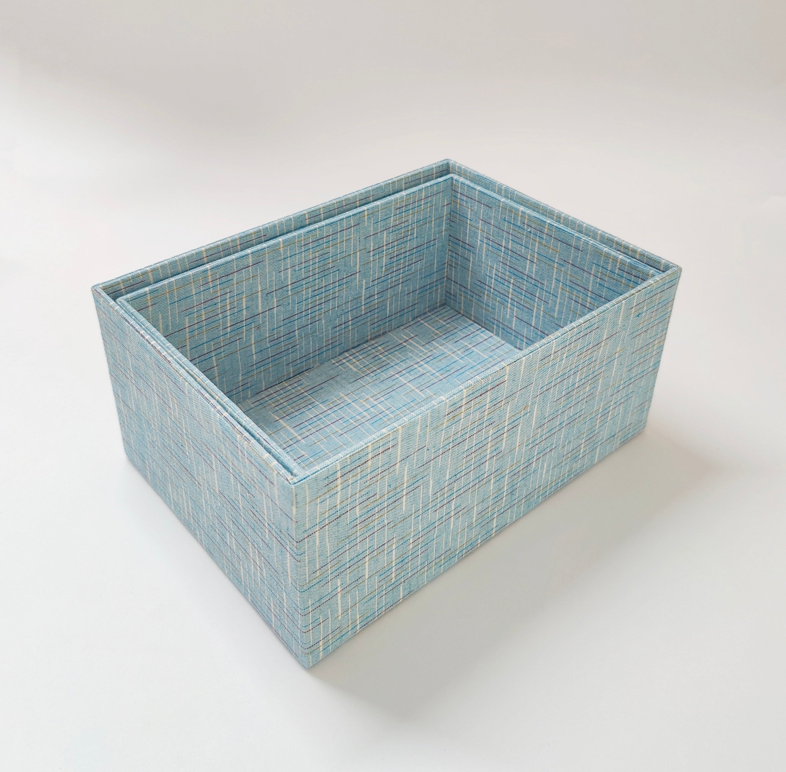 Set of 2 Open Storage boxes - Ikkat Blue