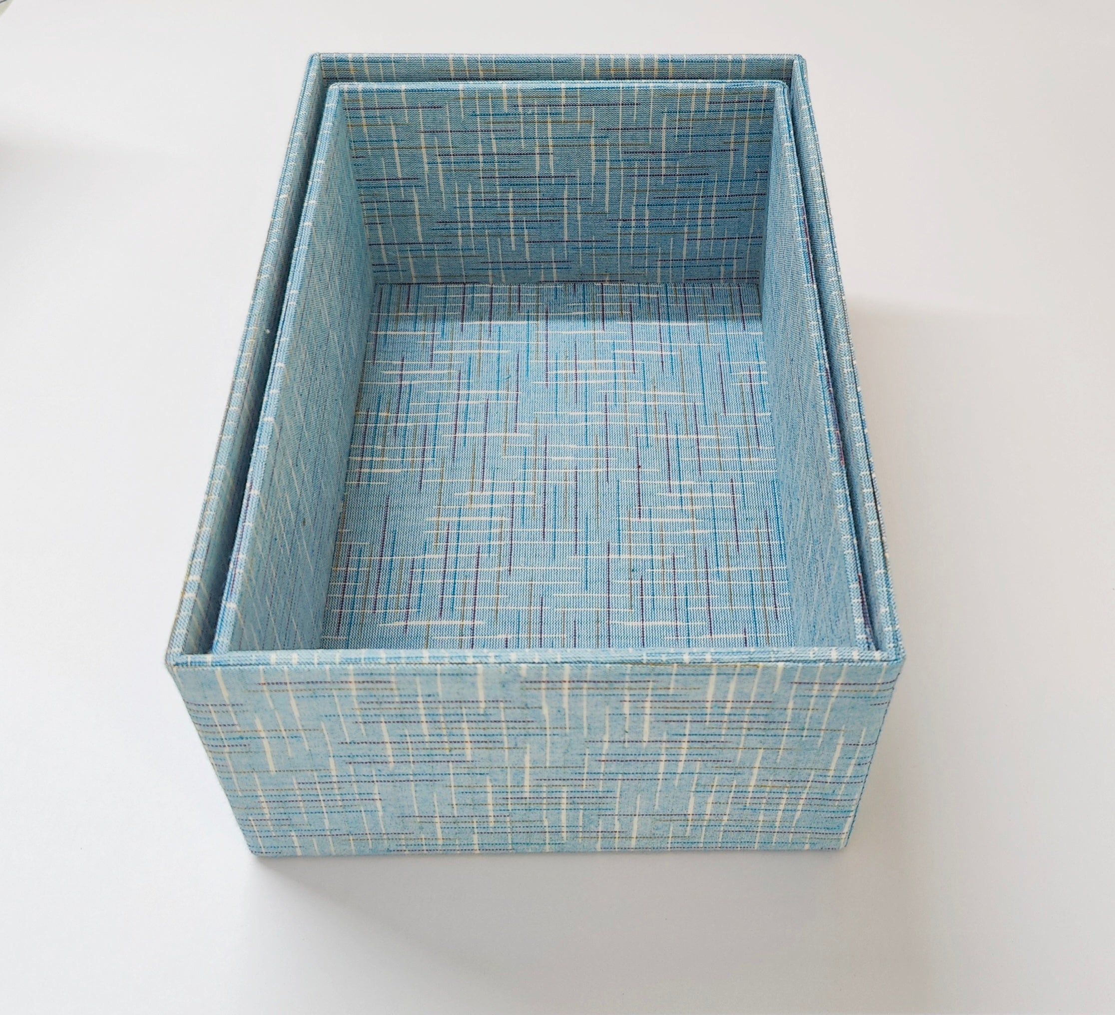 Set of 2 Open Storage boxes - Ikkat Blue