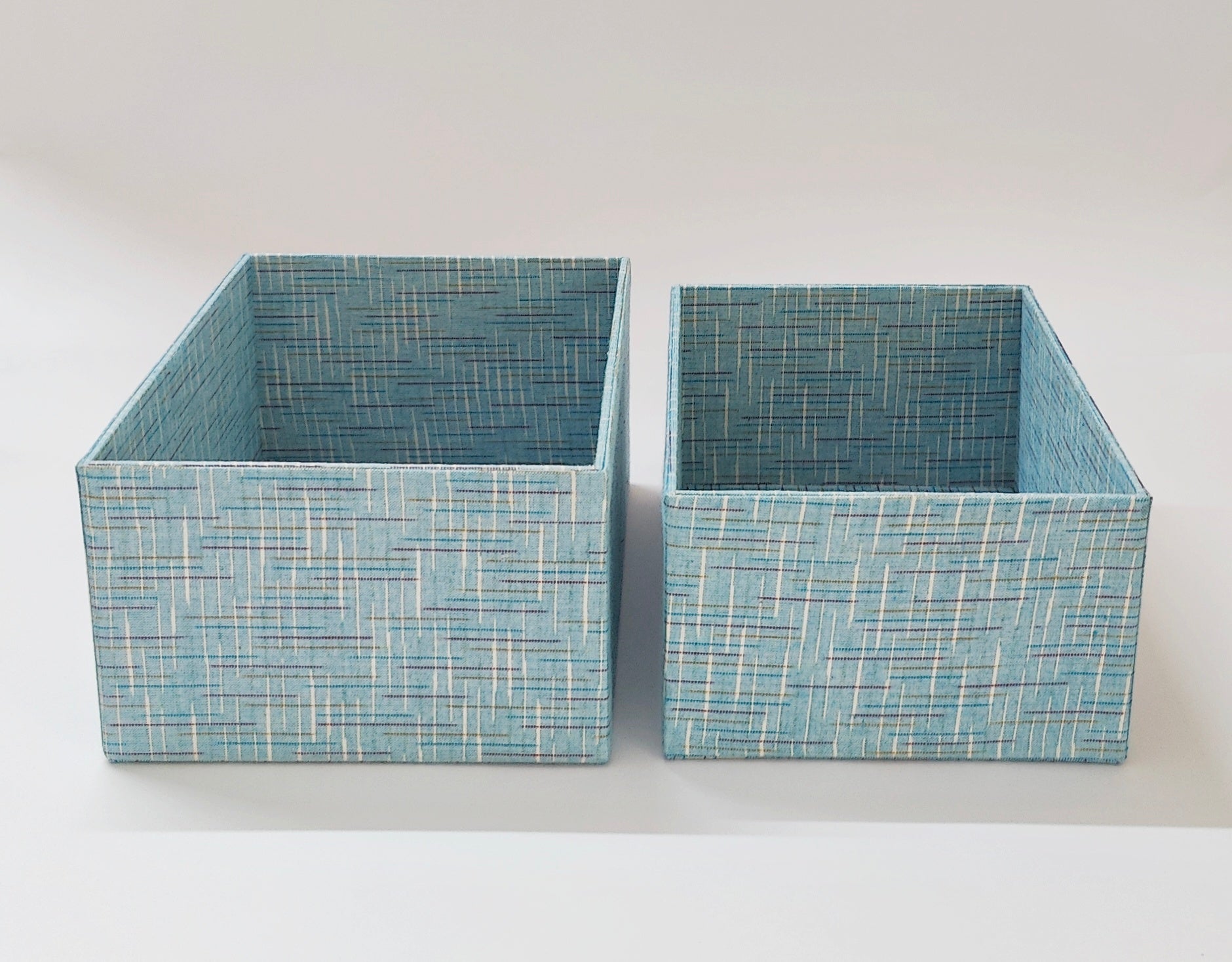 Set of 2 Open Storage boxes - Ikkat Blue