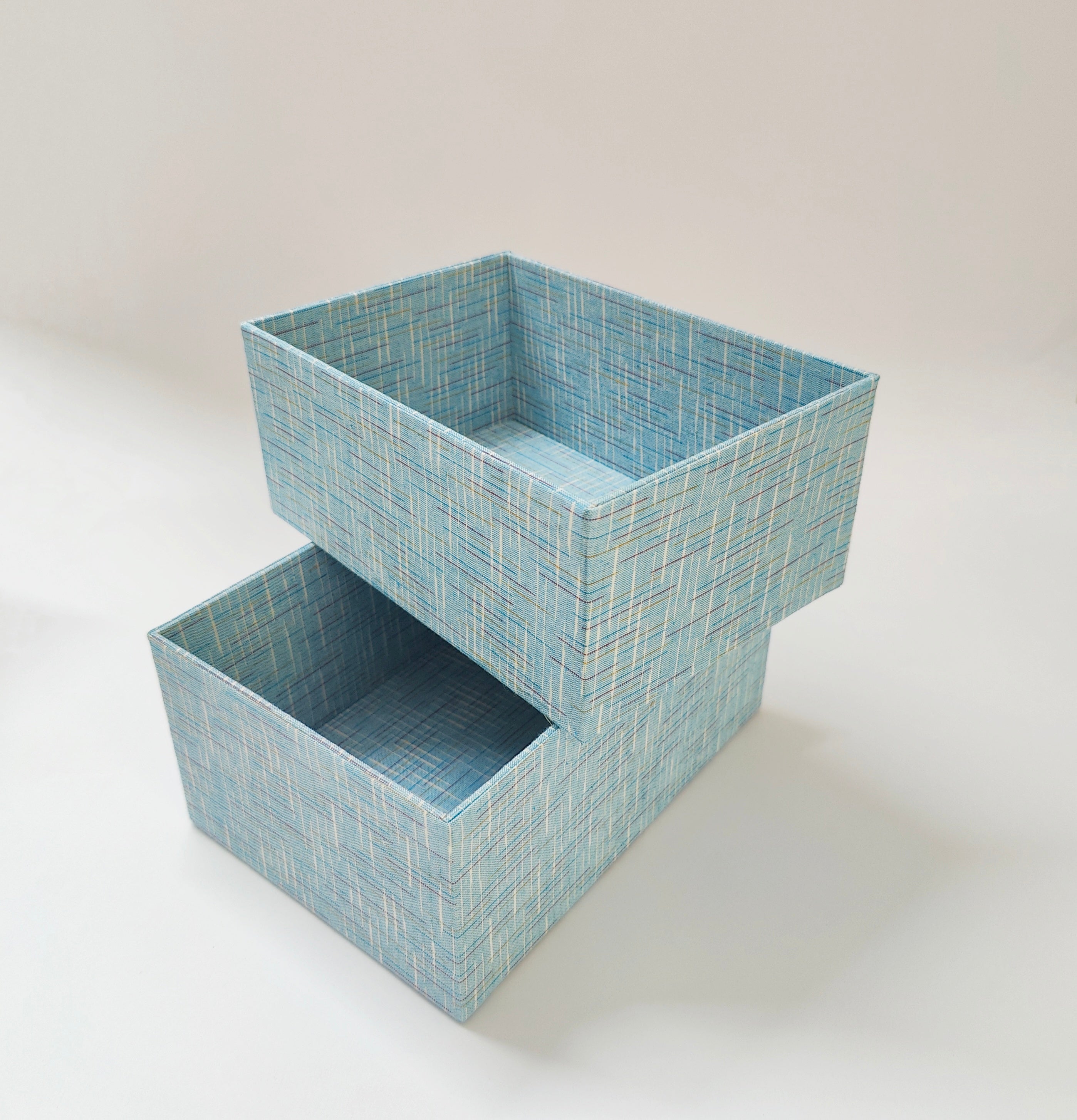 Set of 2 Open Storage boxes - Ikkat Blue