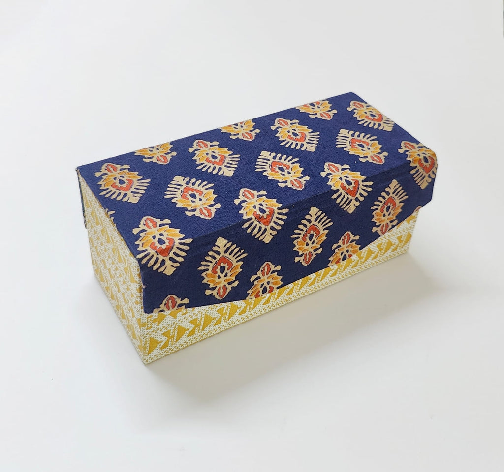 Bangle box with rod - Blue Ajrak