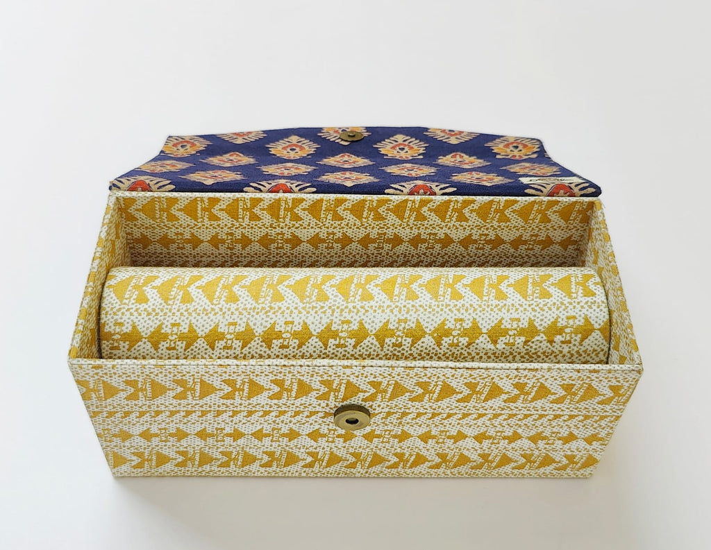 Bangle box with rod - Blue Ajrak