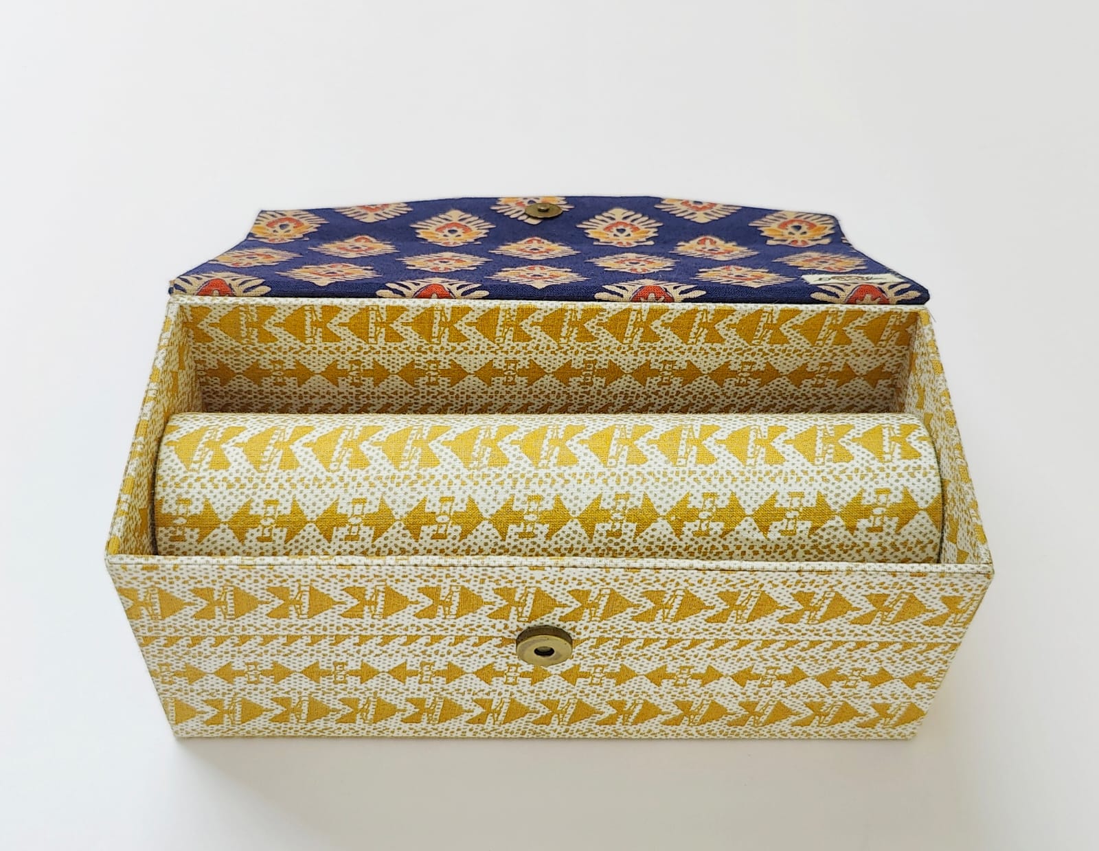 Bangle box with rod - Blue Ajrak