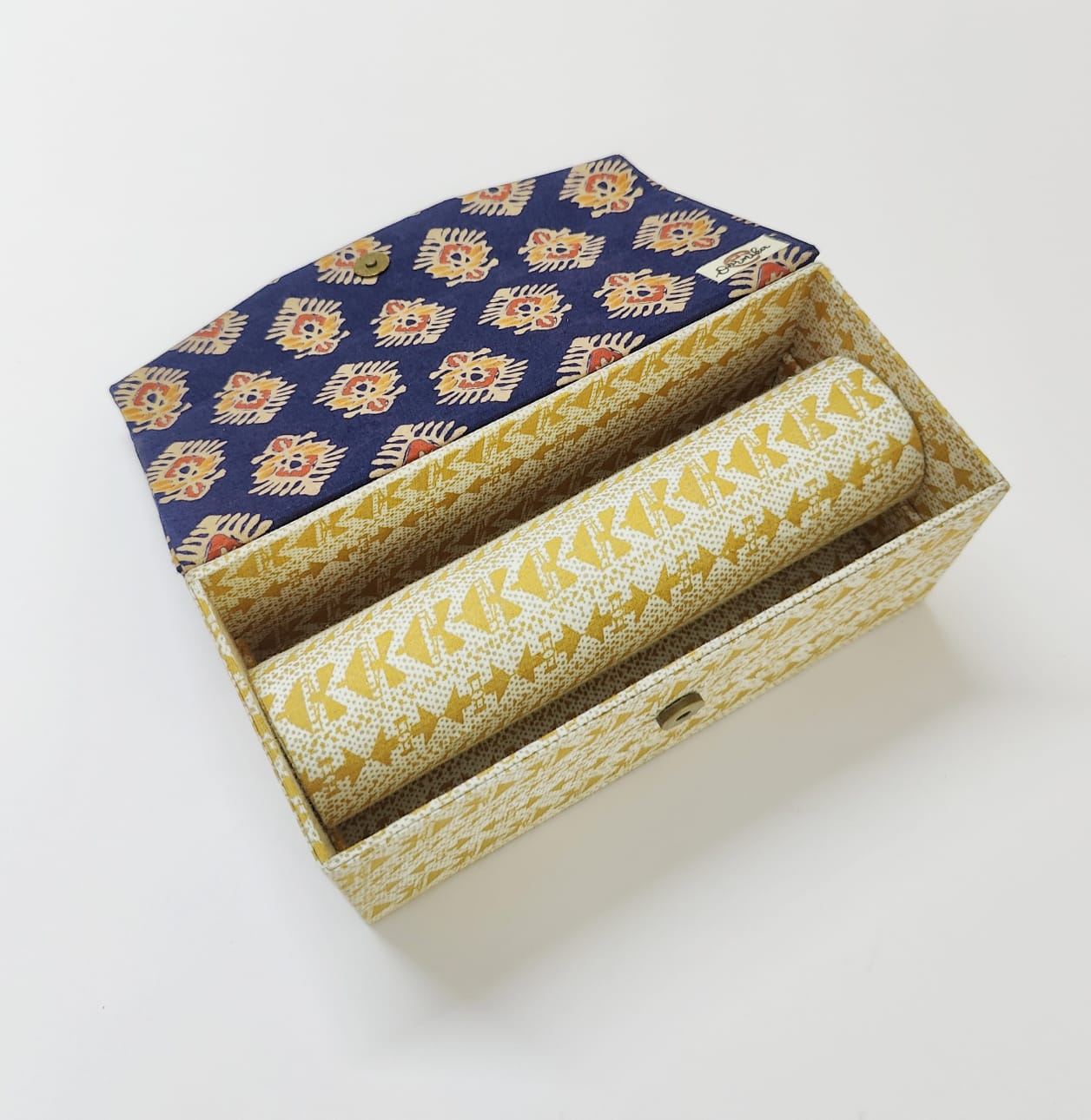 Bangle box with rod - Blue Ajrak