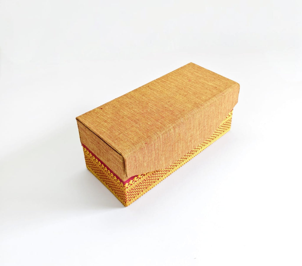 Bangle box with rod - Yellow-Red Mangalagiri