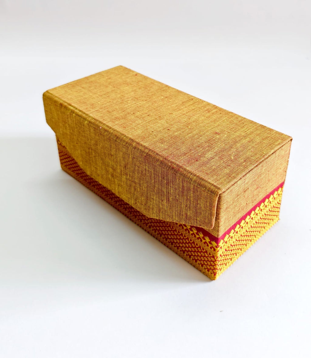 Bangle box with rod - Yellow-Red Mangalagiri