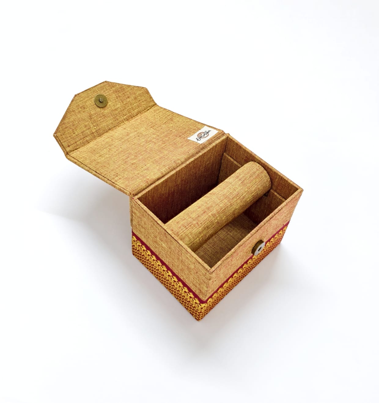 Bangle box - Small - Yellow-Red Mangalagiri