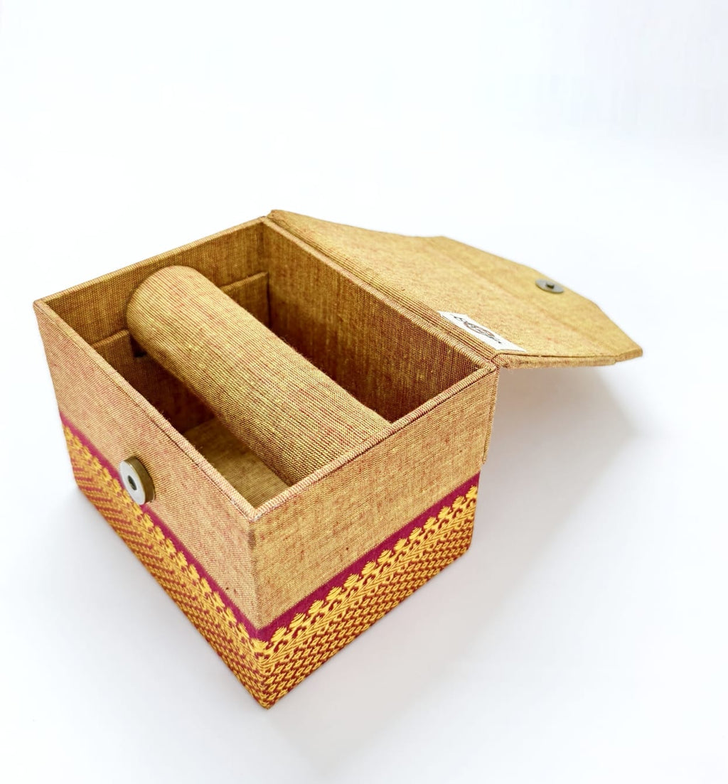 Bangle box - Small - Yellow-Red Mangalagiri