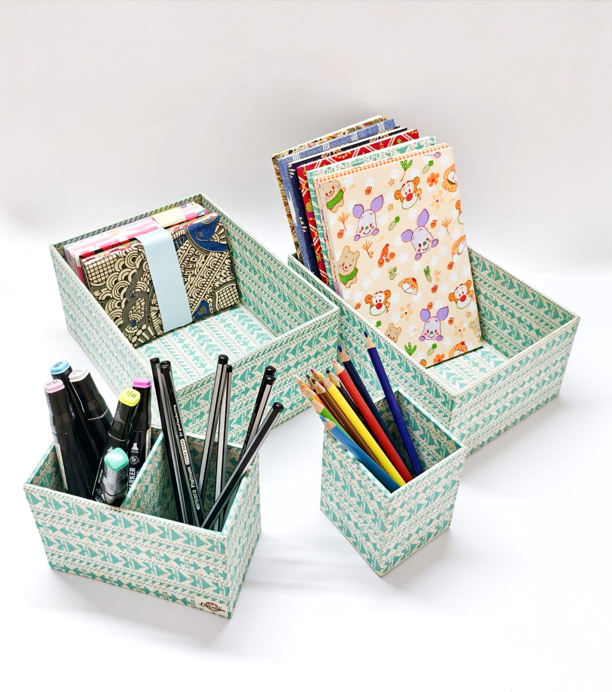 Set of 4 Desk Organizers - Blue