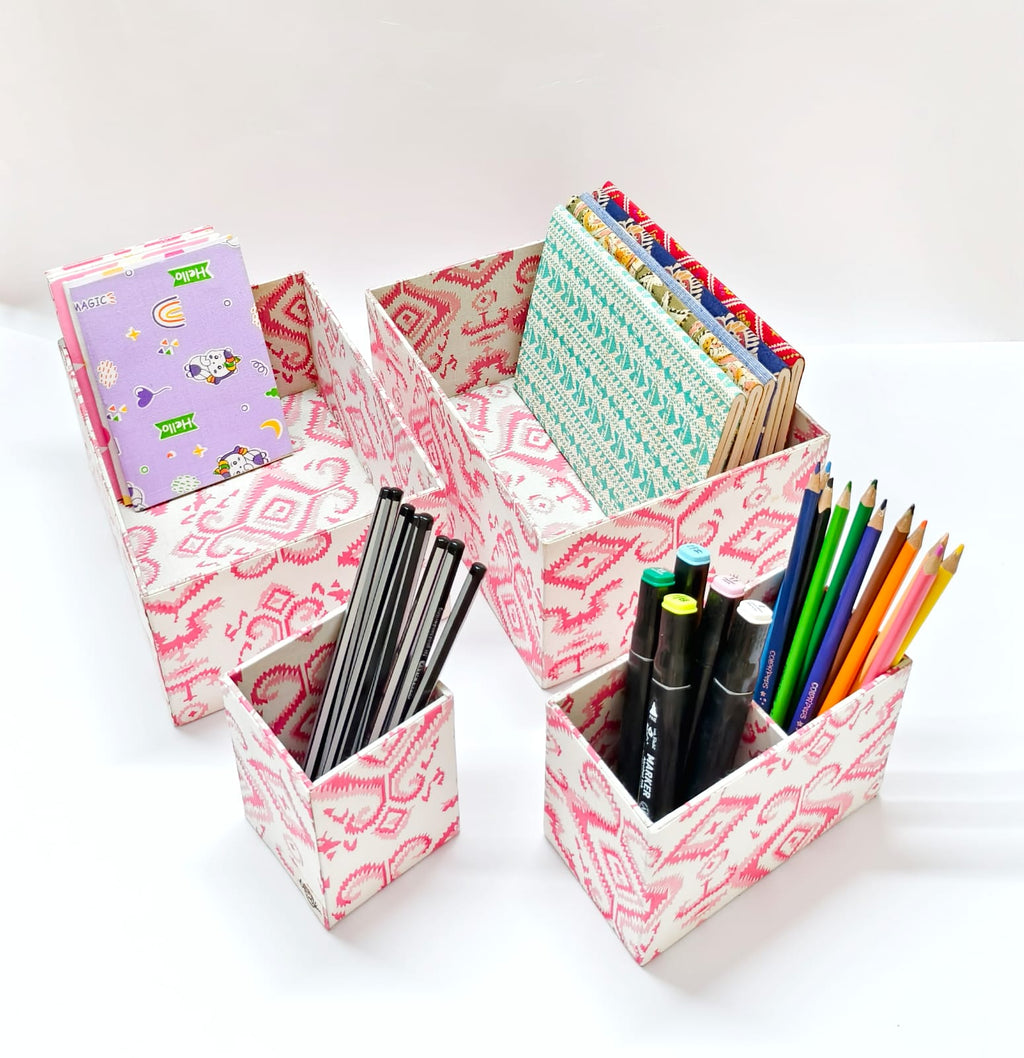 Set of 4 Desk Organizers - Pink