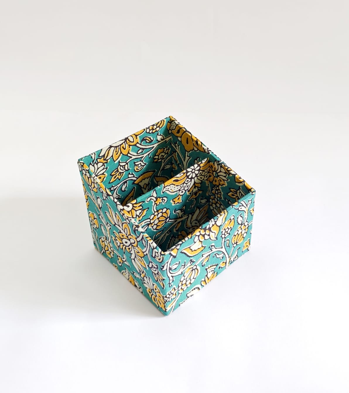 Small Remote control/ Multi-use/ Stationery Organizer - 2 slot - Floral Green