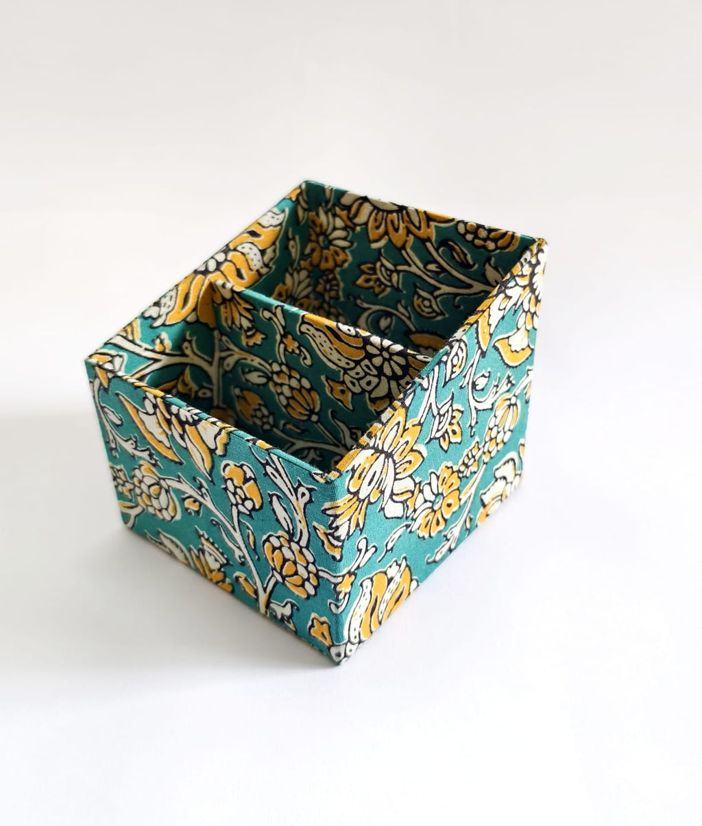 Small Remote control/ Multi-use/ Stationery Organizer - 2 slot - Floral Green