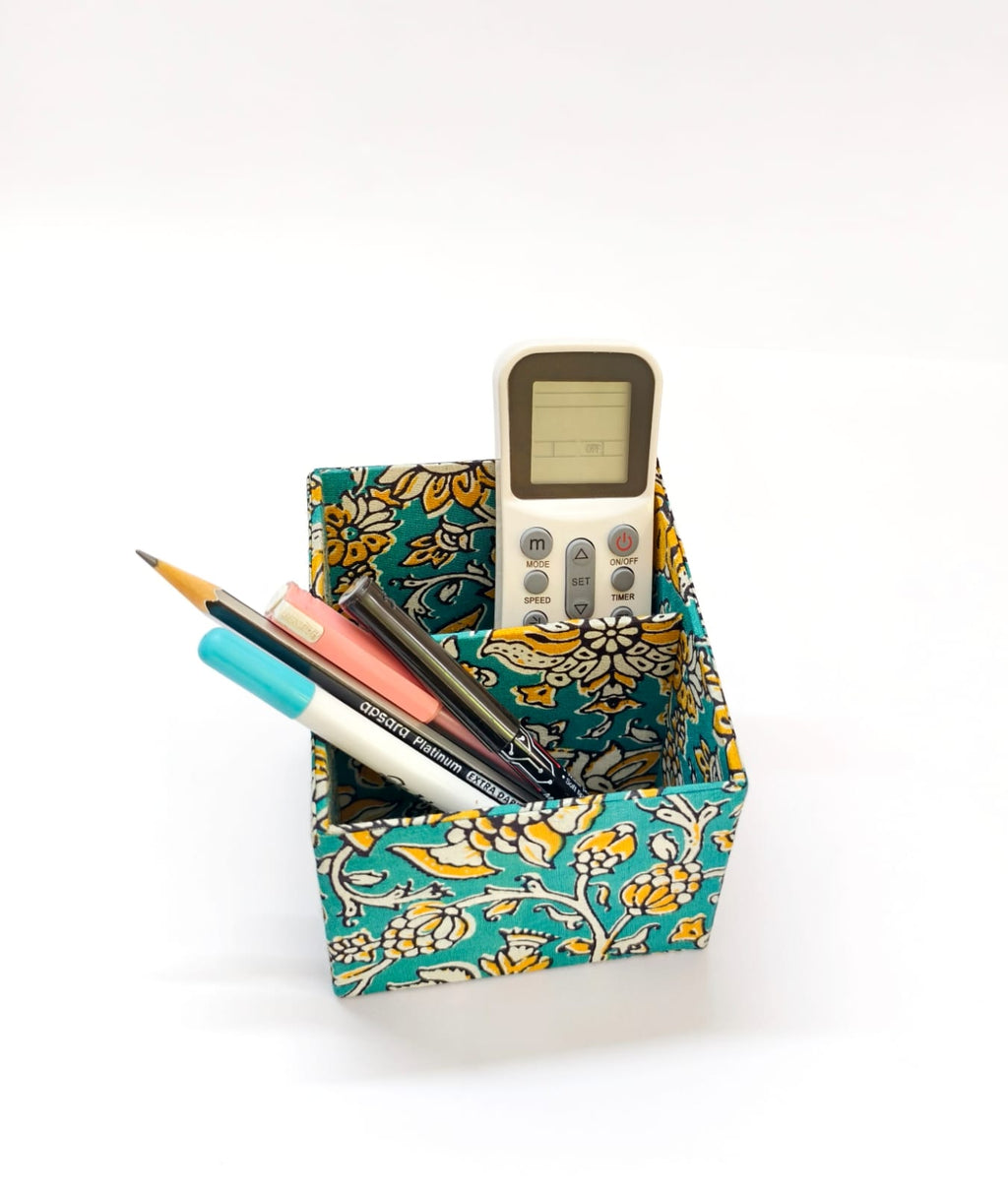 Small Remote control/ Multi-use/ Stationery Organizer - 2 slot - Floral Green