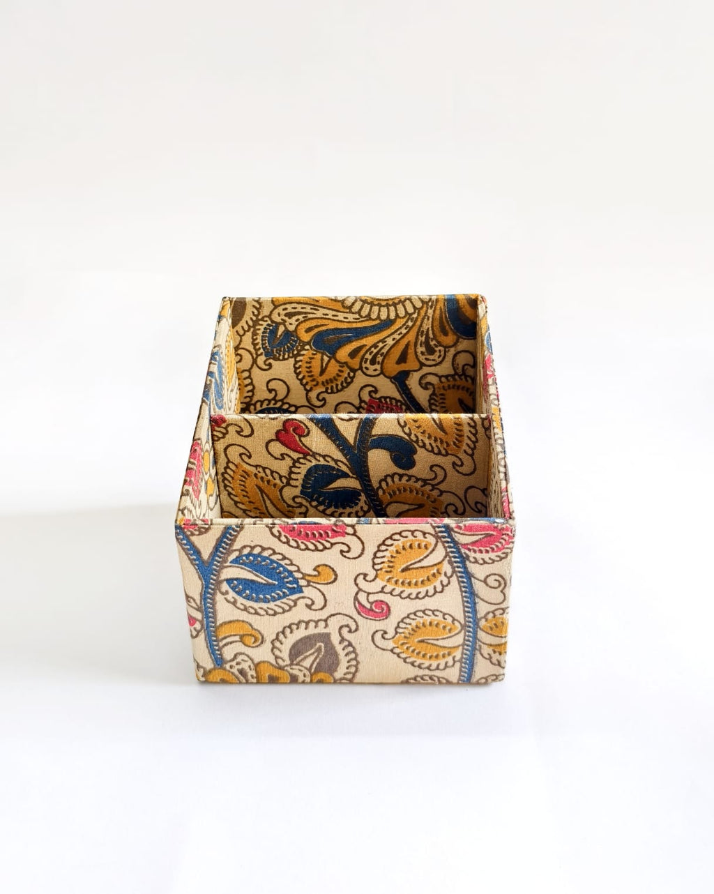 Small Remote control/ Multi-use/ Stationery Organizer - 2 slot - Floral Kalamkari