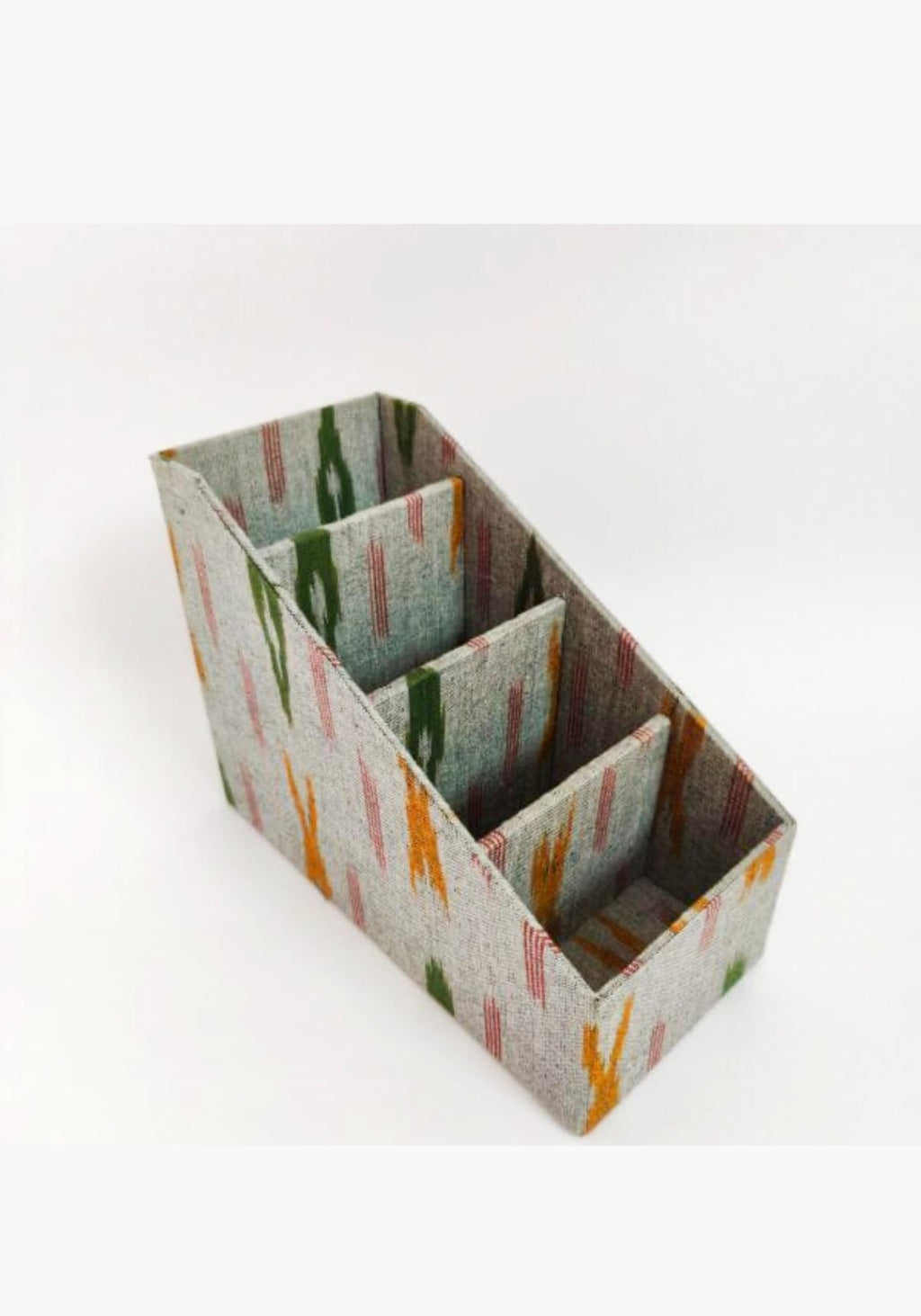 Remote control/ Multi-use/ Stationery Organizer - 4 Slot - Ikkat Grey