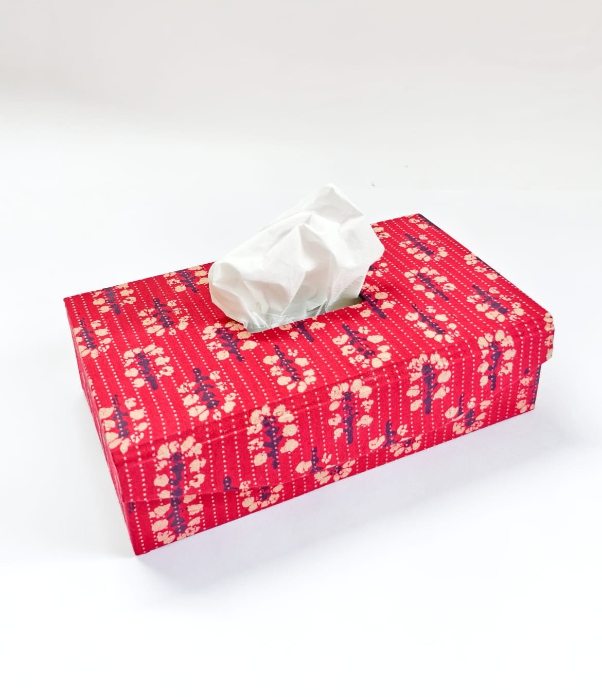 Rectangle tissue box - Red Ajrak