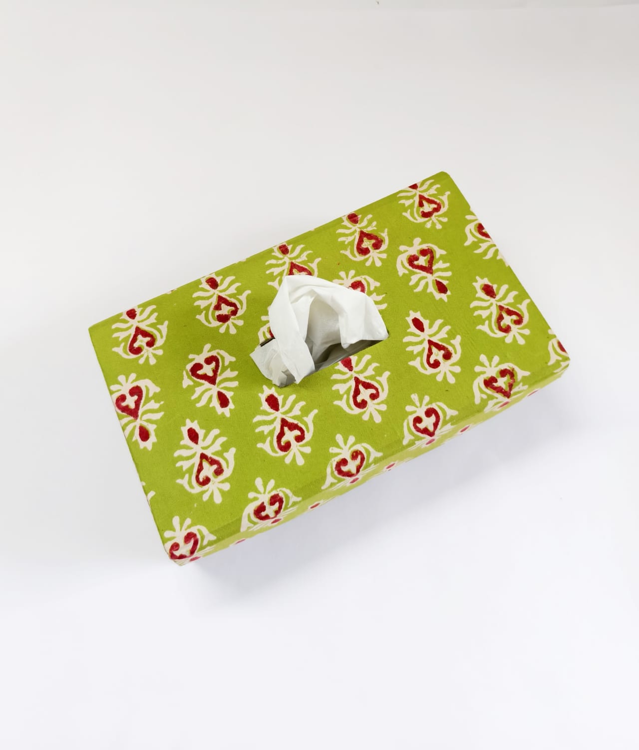 Rectangle tissue box - Green Block Print