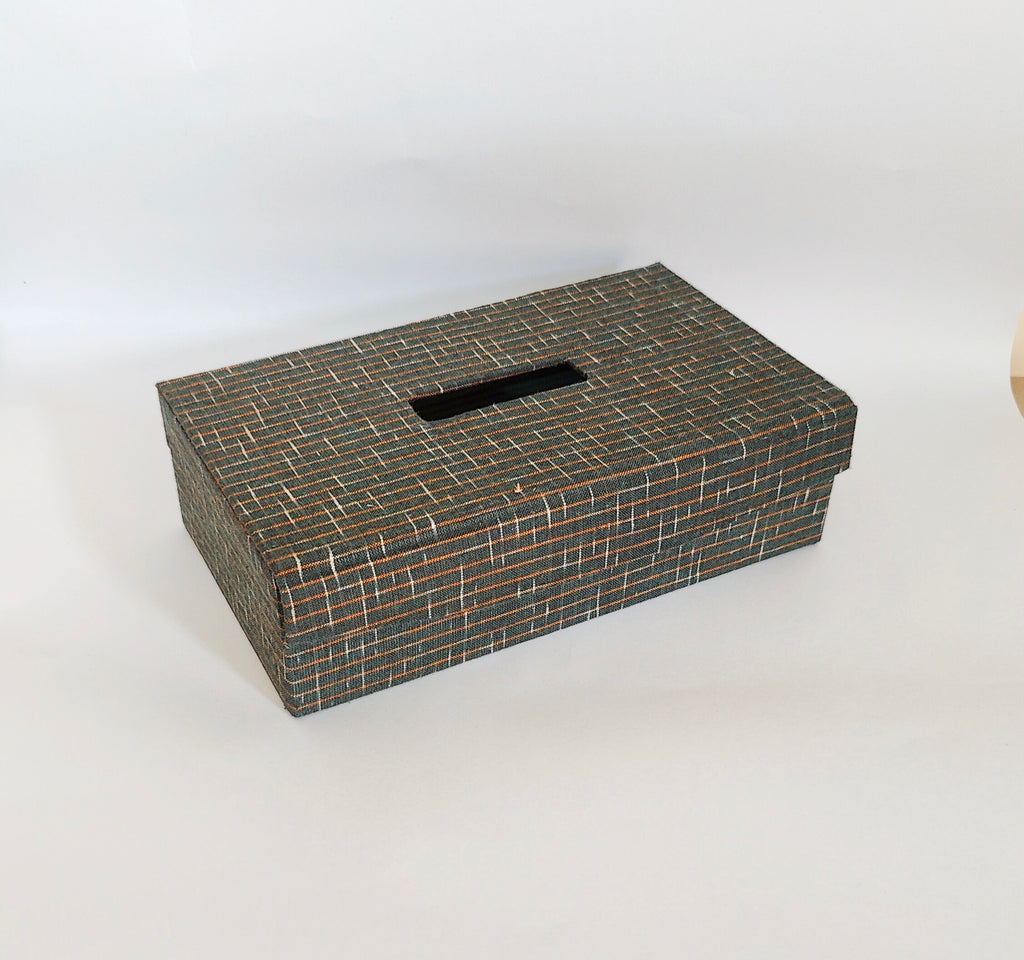 Rectangle tissue box - Dark Green Ikkat