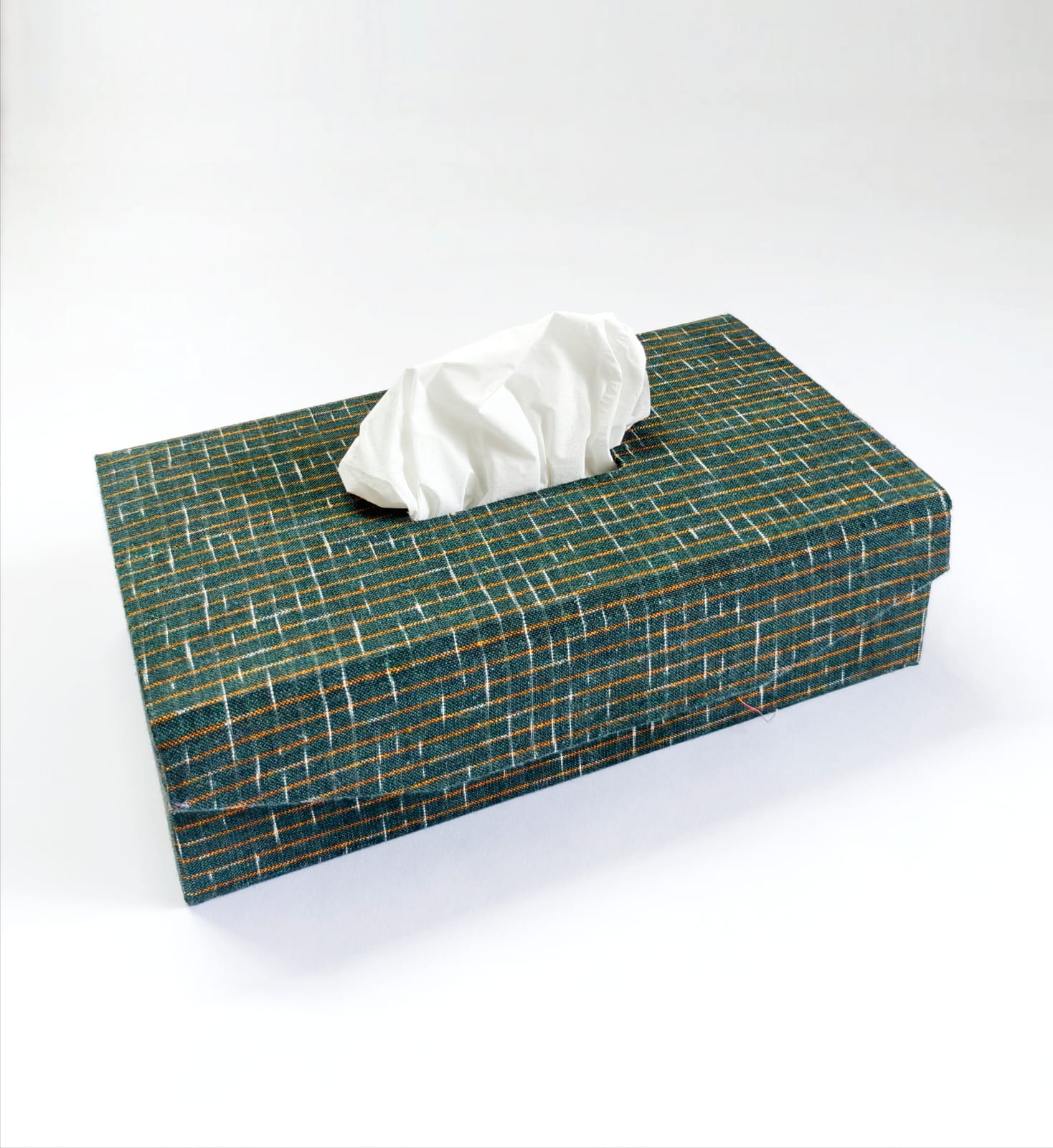 Rectangle tissue box - Dark Green Ikkat