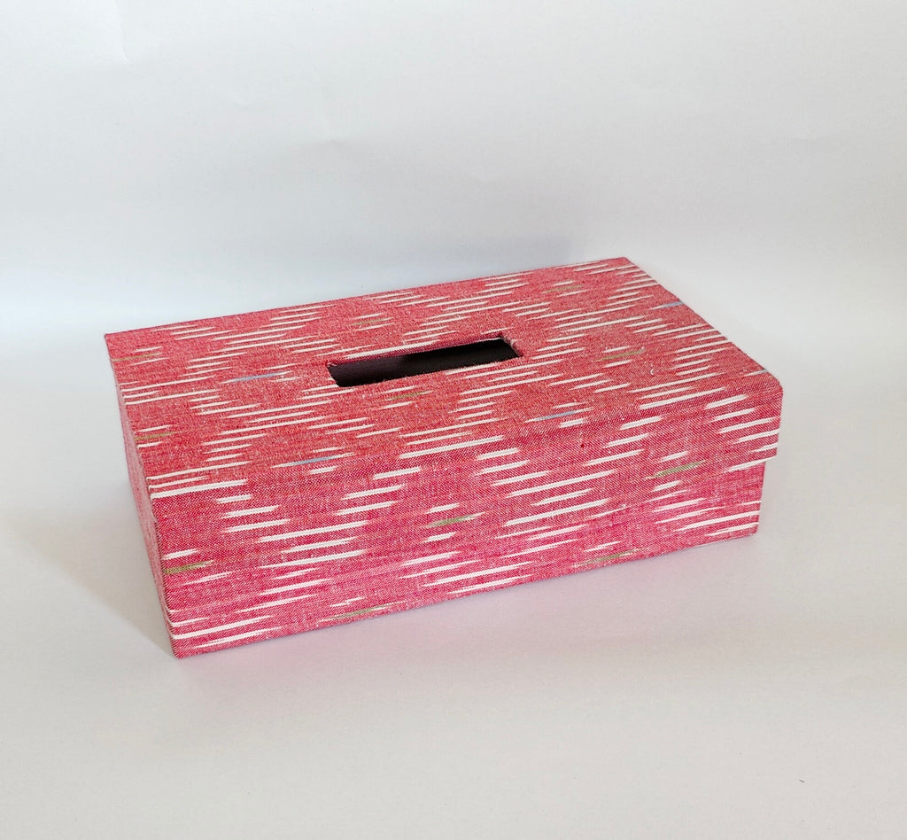 Rectangle tissue box - Pink Ikkat