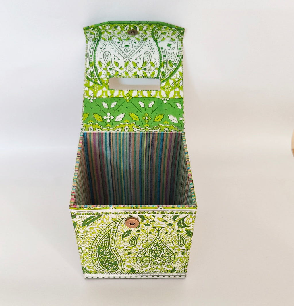 Boutique style tissue box - Green Paisley
