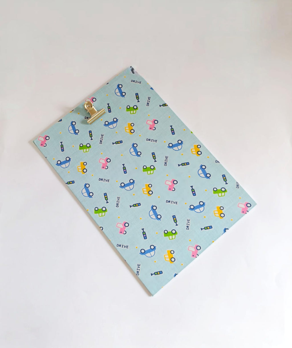 Clips pad - A4 size - Blue Cars