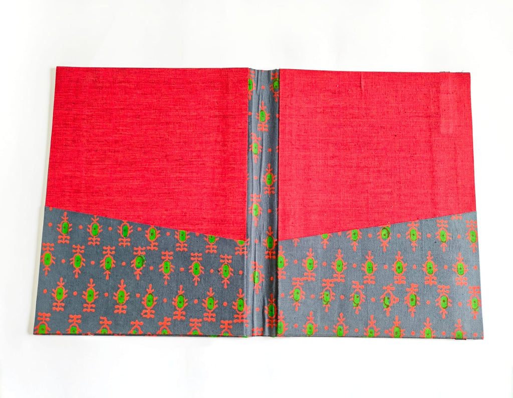 Hard bound File Folder - A4 Size - Blue-Grey Block Print