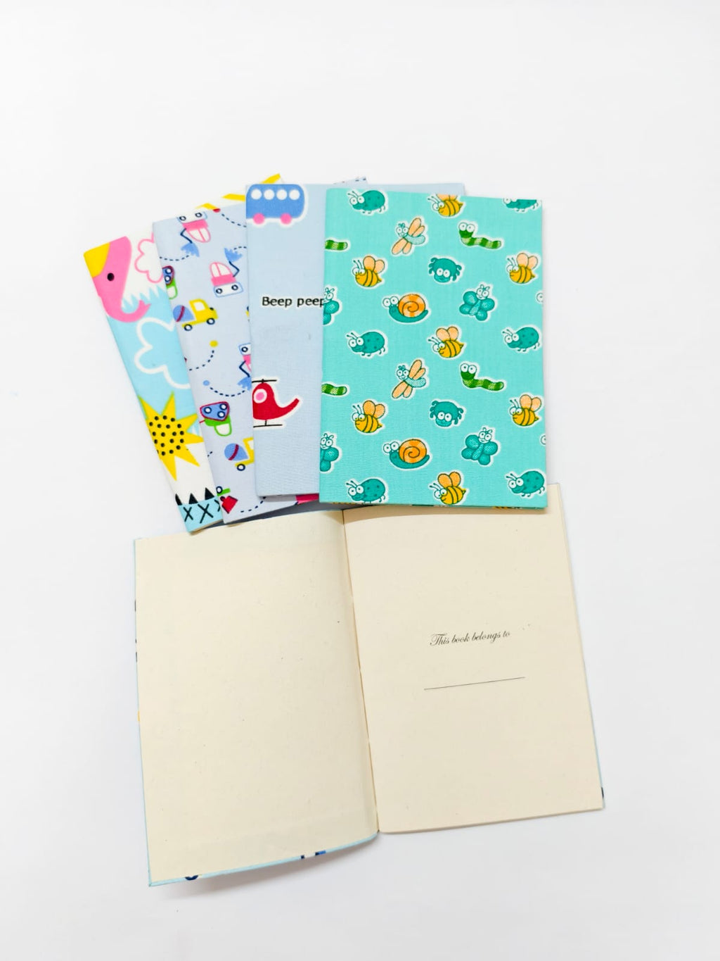 Notebooks - A6 size - Set of 5 - Blue &amp; Green (Cars, Bugs &amp; the Zoo)