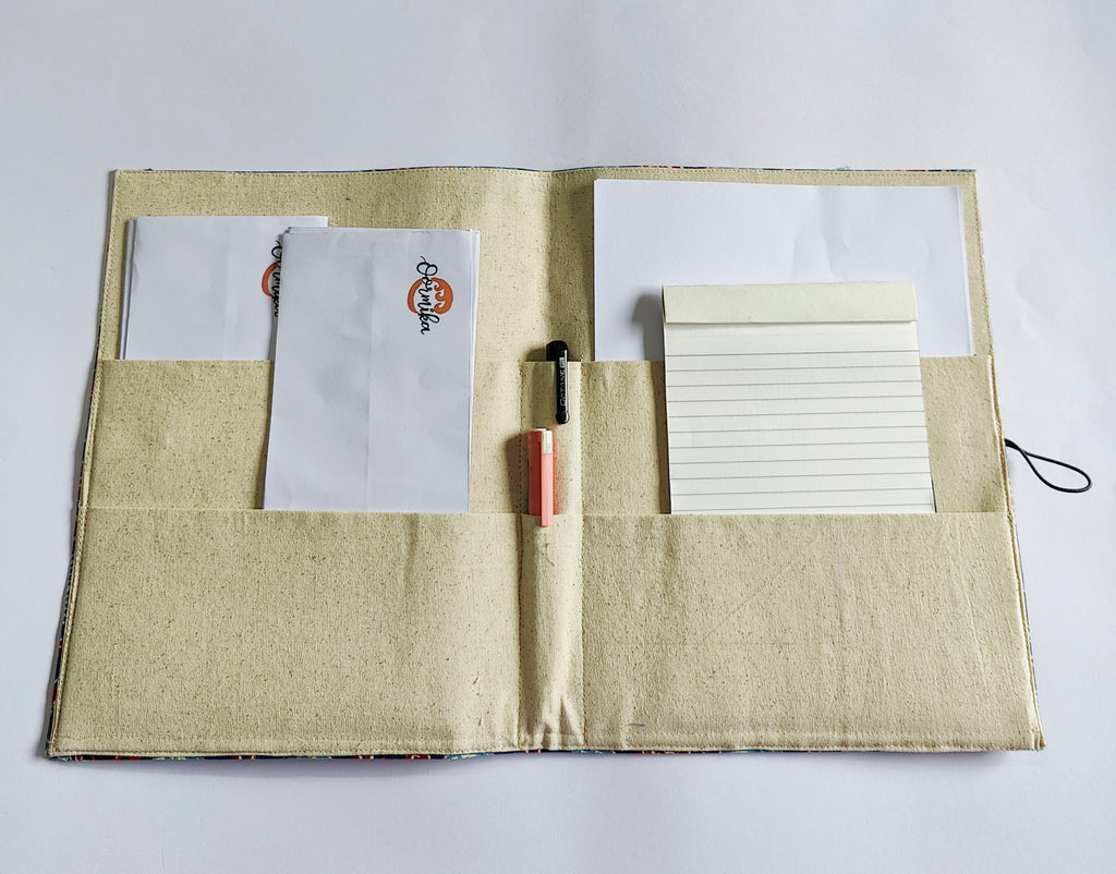FILE FOLDER - Soft bound - A4 Size - Grey Kalamkari